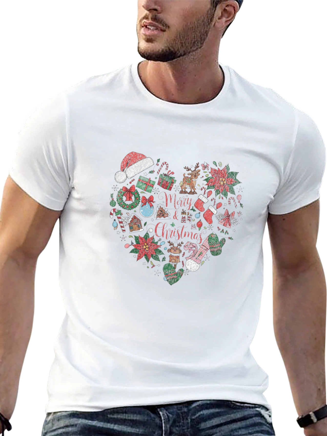 Festive Christmas Heart Graphic T-Shirt