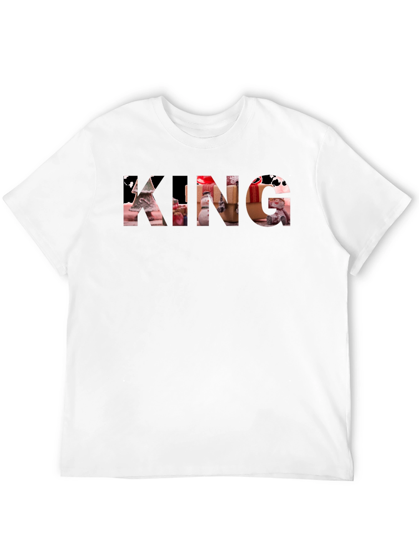 King Christmas Pattern Print Black T-Shirt