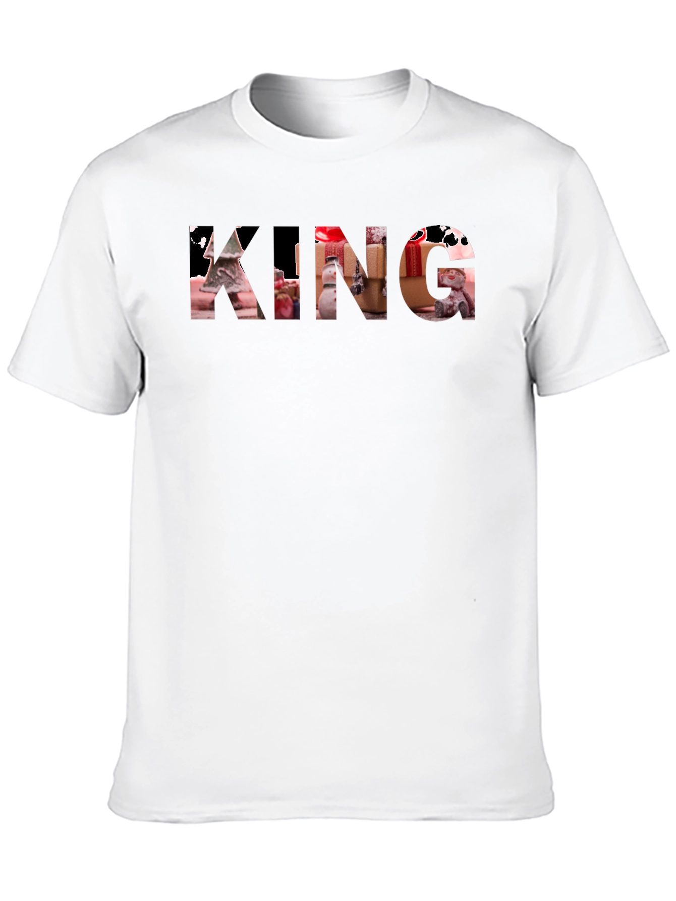 King Christmas Pattern Print Black T-Shirt