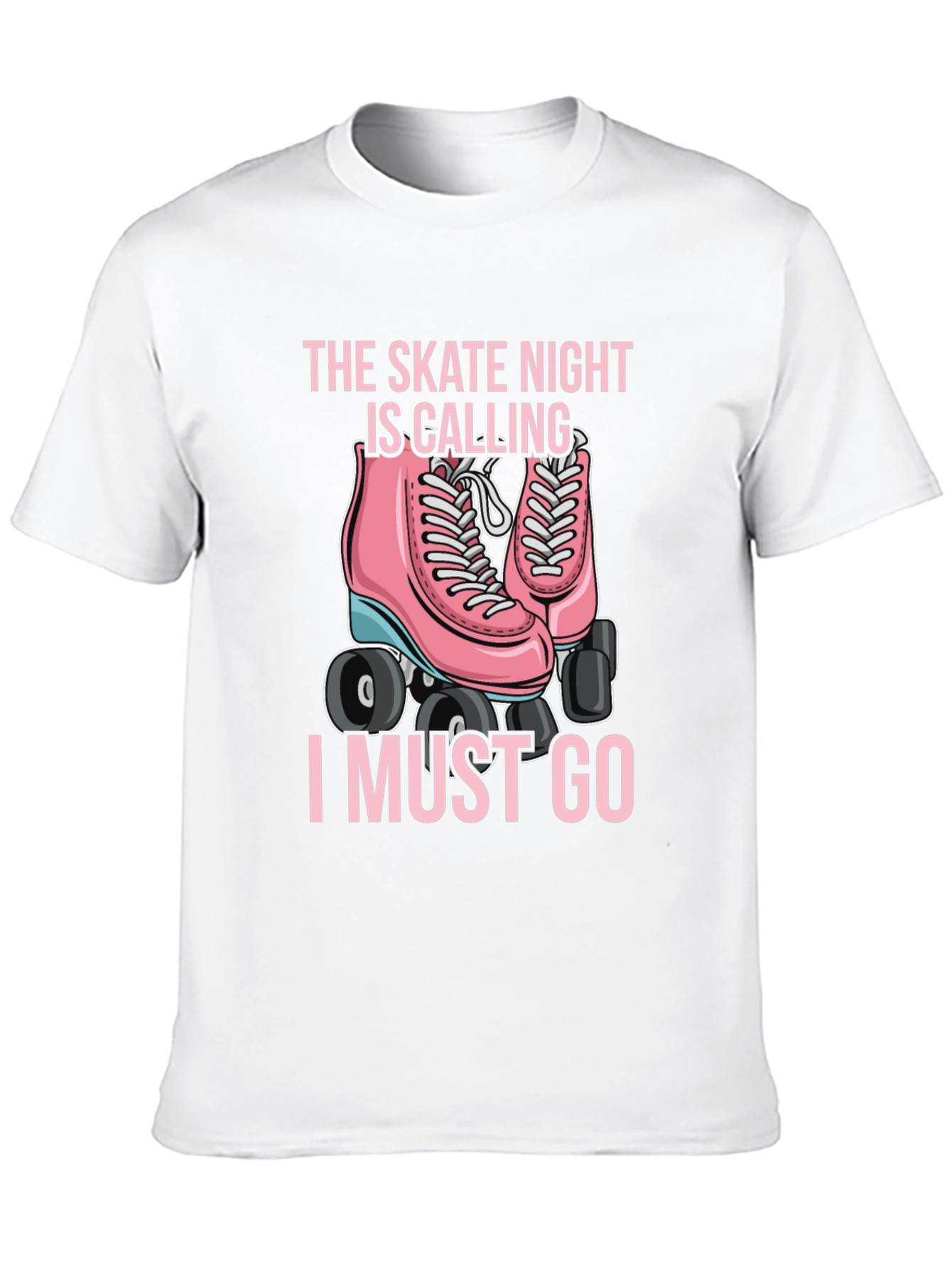 Skate Night Calling T-Shirt - Pink Roller Skate Graphic