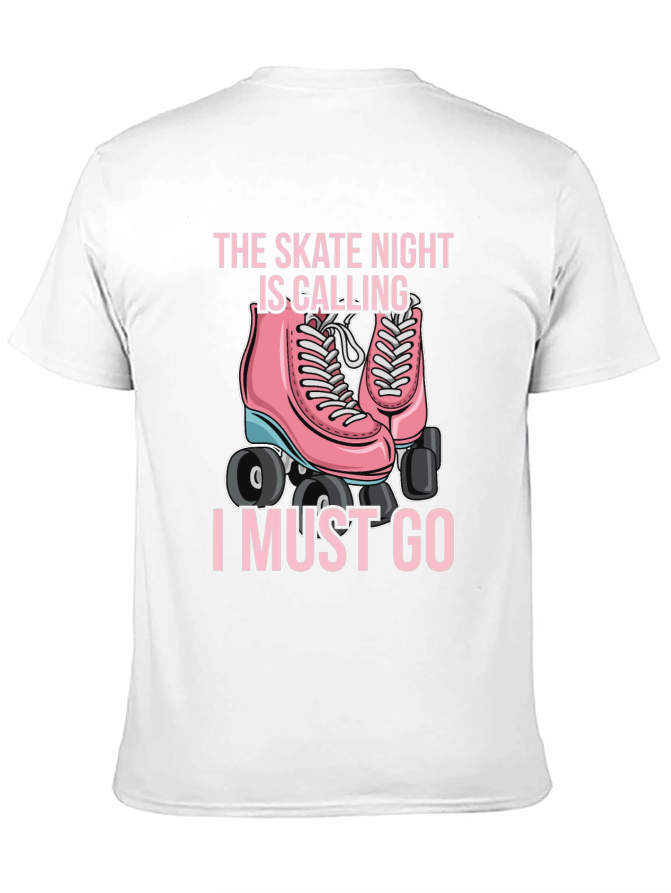 Skate Night Calling T-Shirt - Pink Roller Skate Graphic