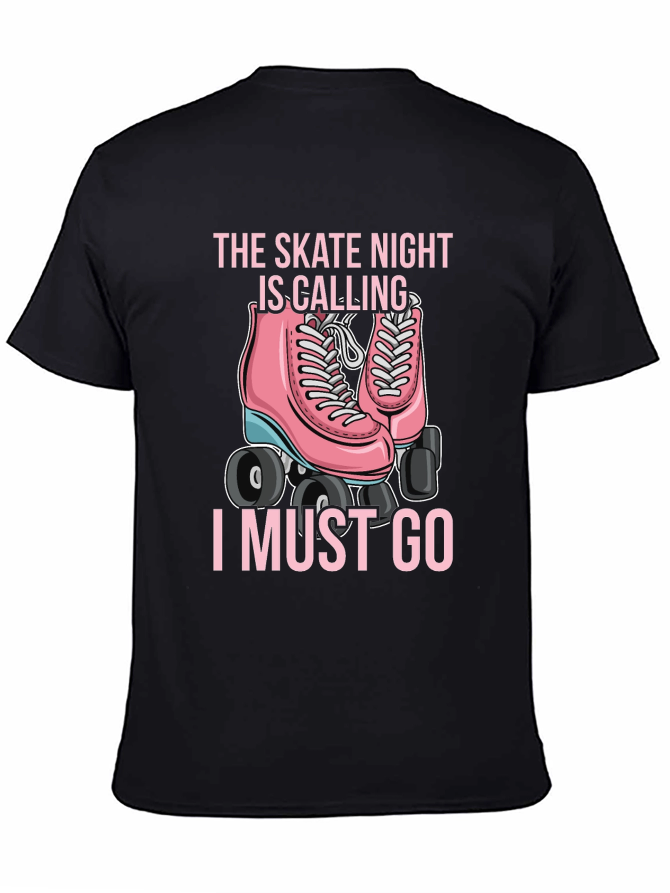 Skate Night Calling T-Shirt - Pink Roller Skate Graphic