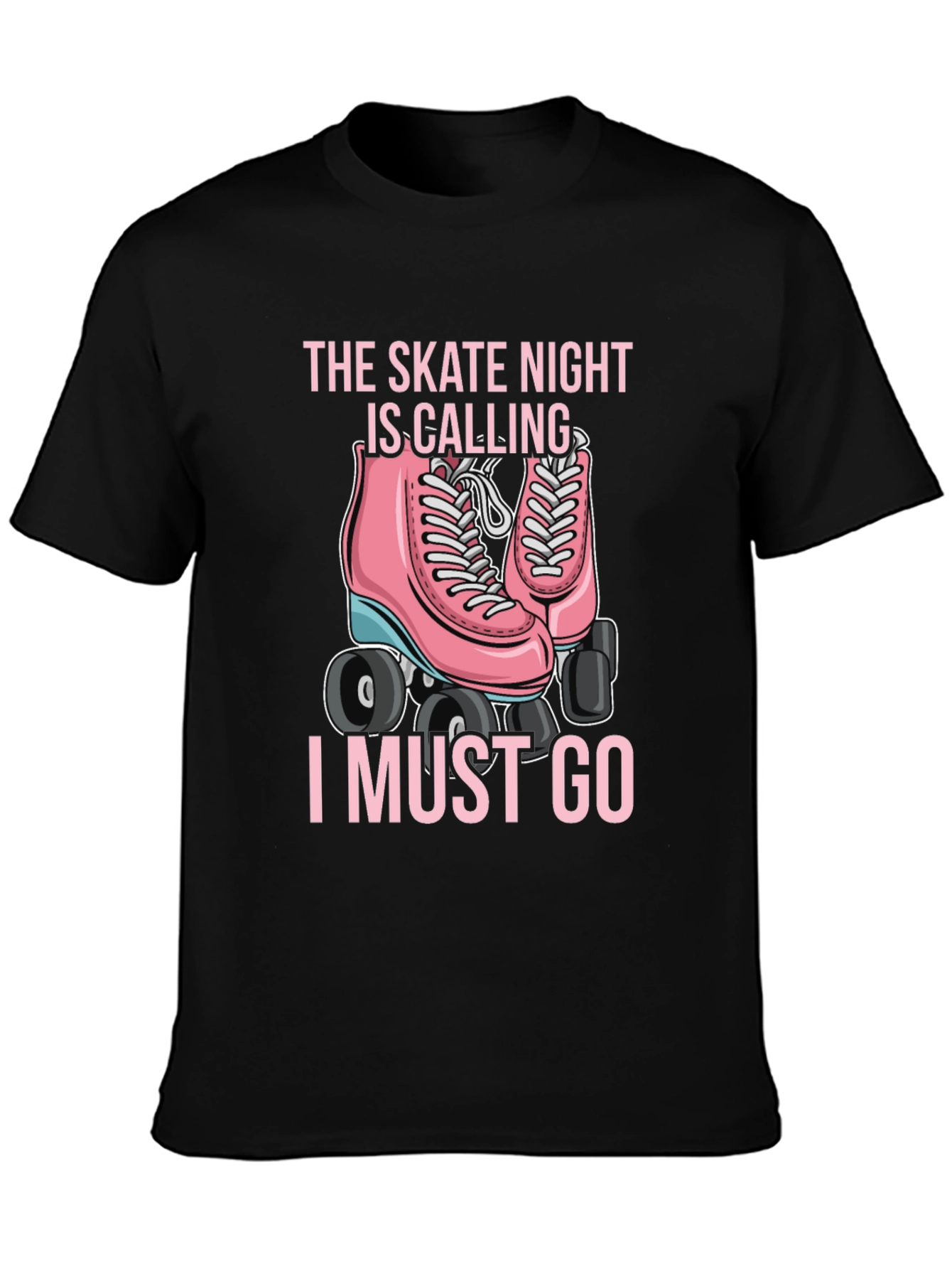 Skate Night Calling T-Shirt - Pink Roller Skate Graphic