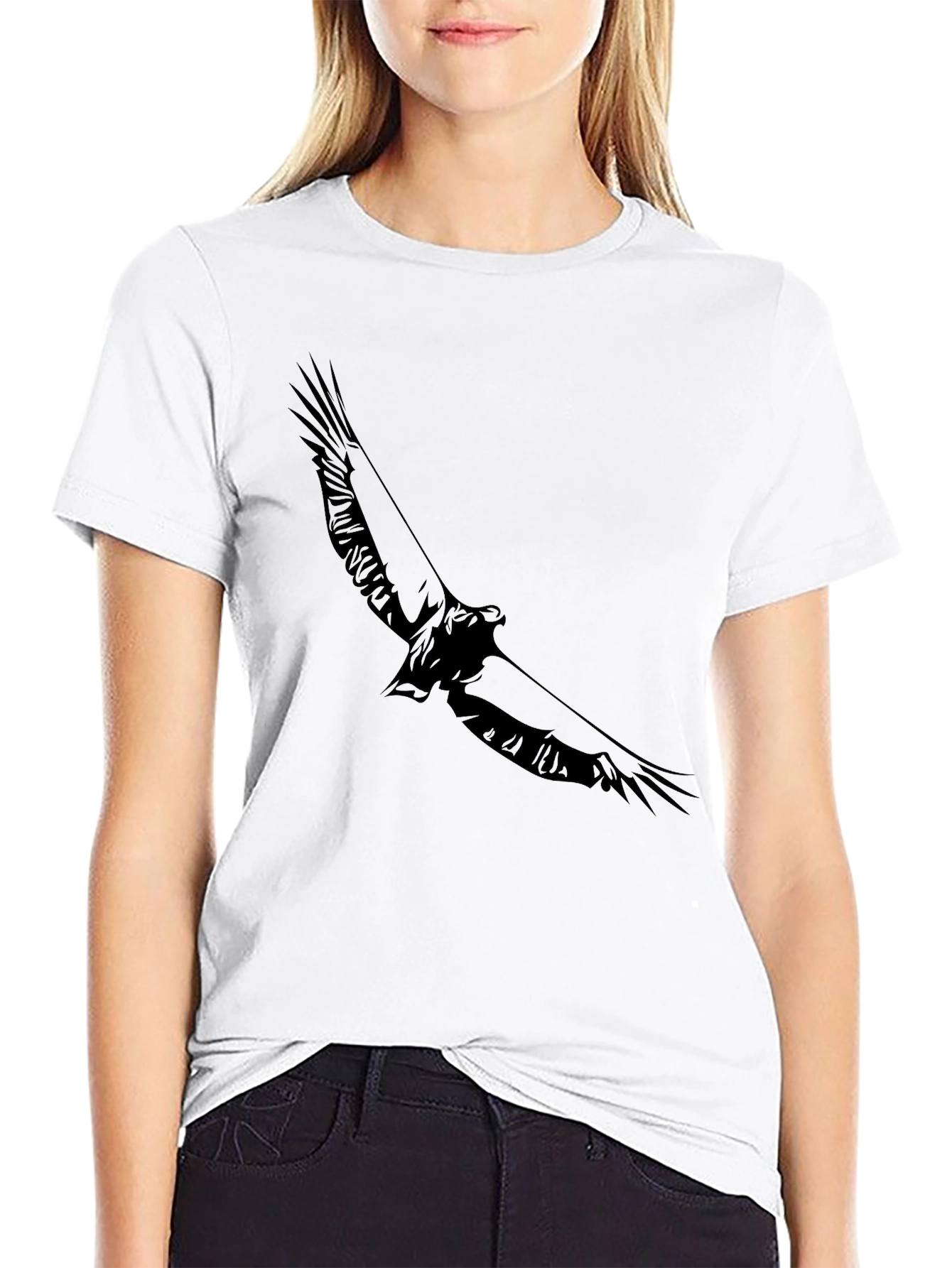 Black Graphic Tee - Eagle Design