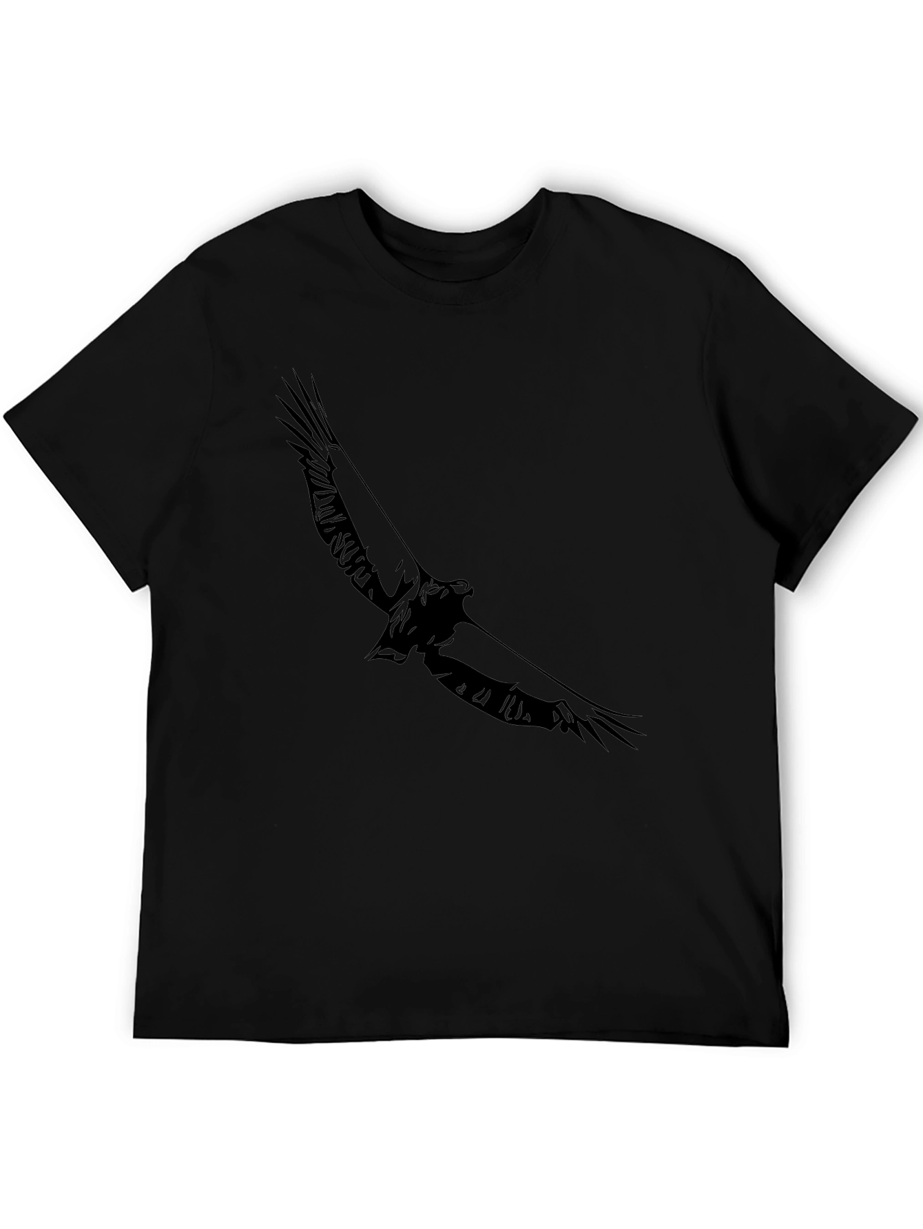 Black Graphic Tee - Eagle Design