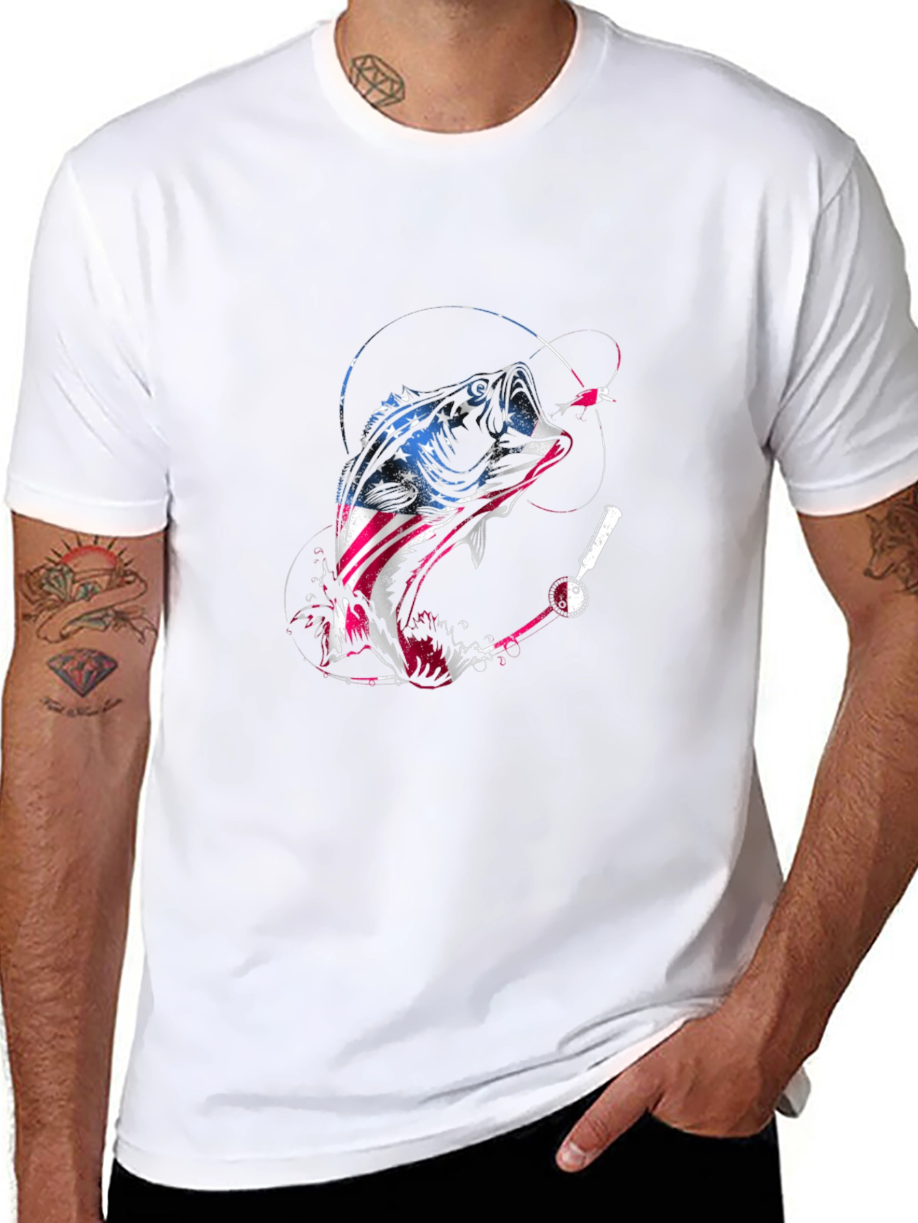 American Flag Bass Fishing T-Shirt