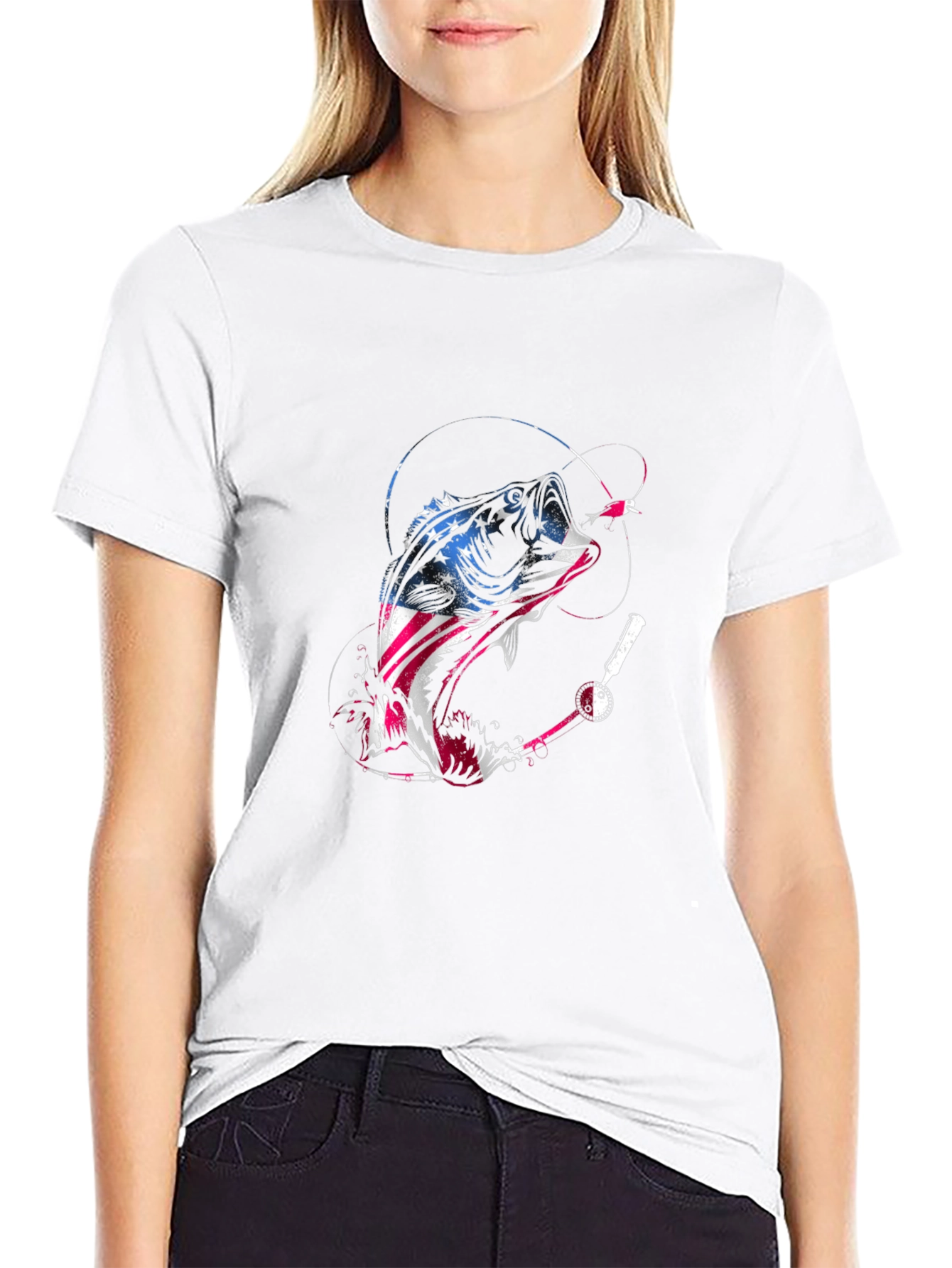 American Flag Bass Fishing T-Shirt