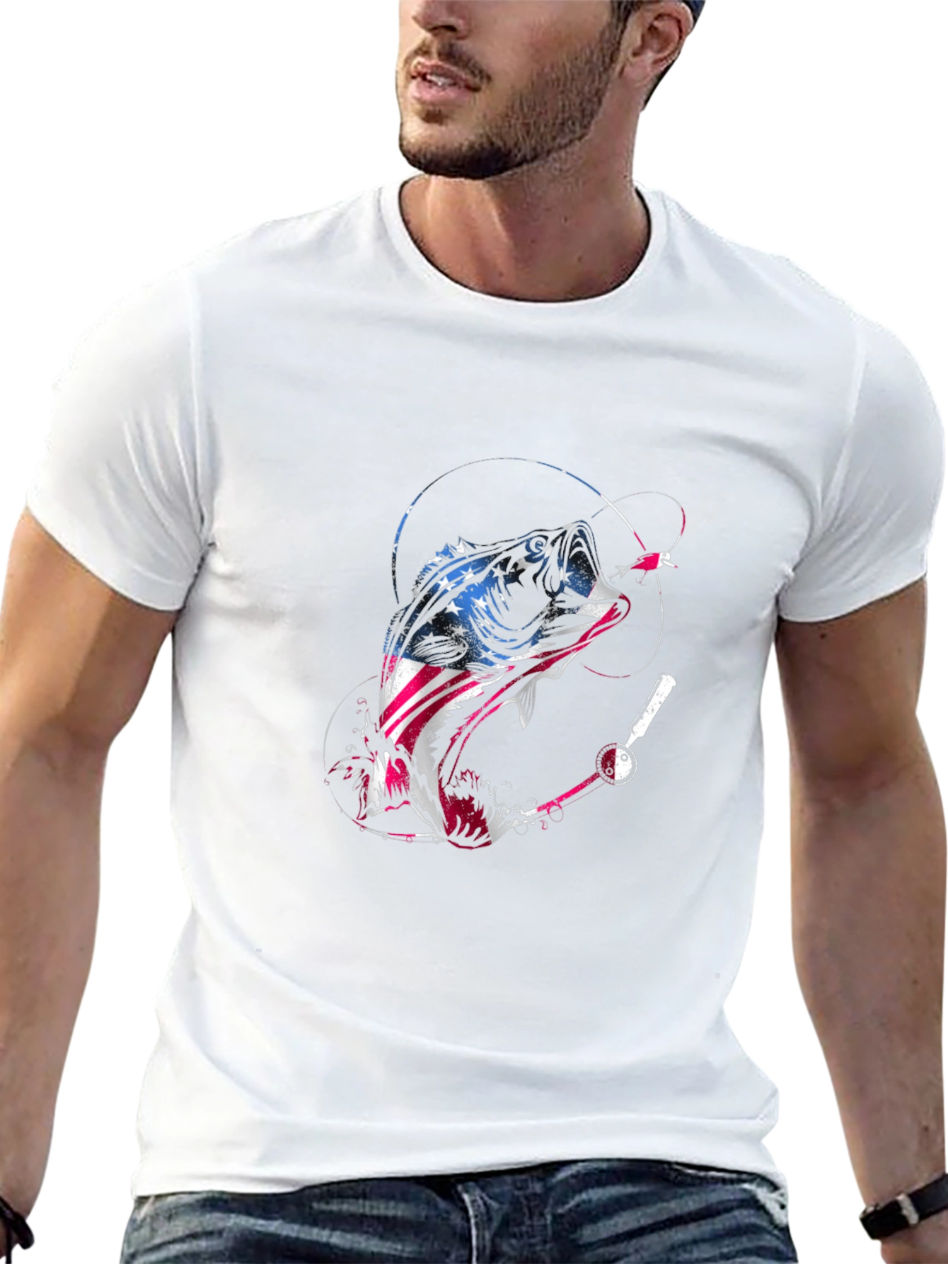American Flag Bass Fishing T-Shirt