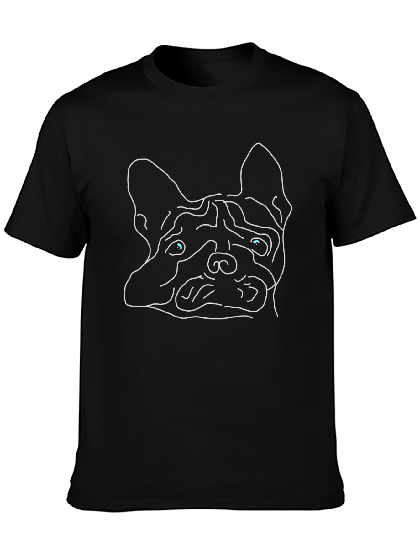 Cool Bulldog Outline Graphic Black T-Shirt