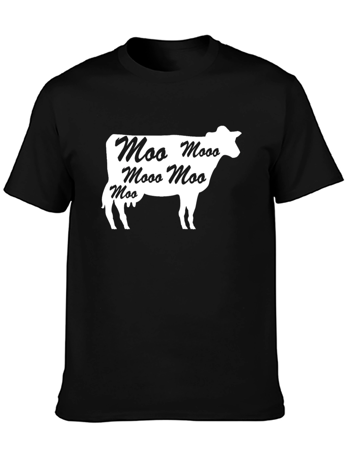 Moo Cow Graphic Tee - Black Cotton T-Shirt