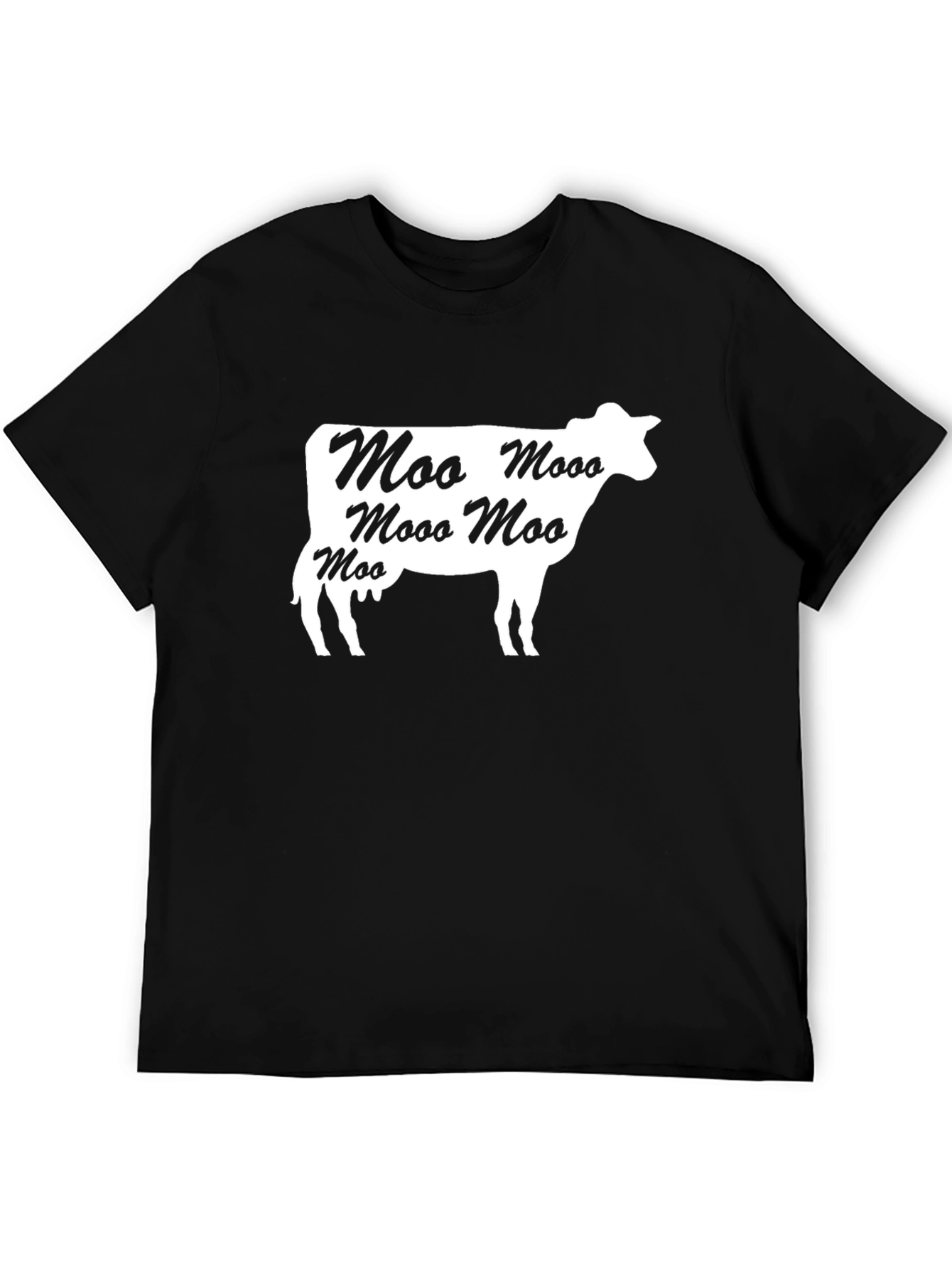 Moo Cow Graphic Tee - Black Cotton T-Shirt