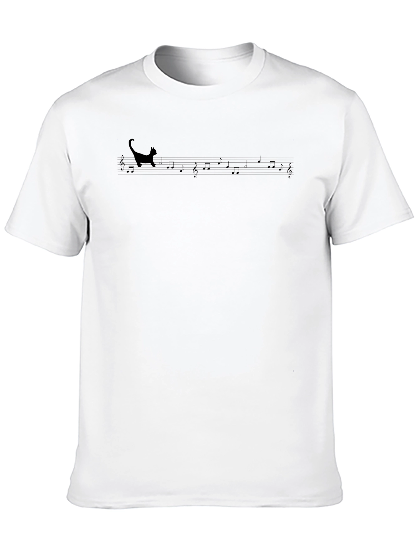Cat Music Staff T-Shirt - Unisex Black Tee