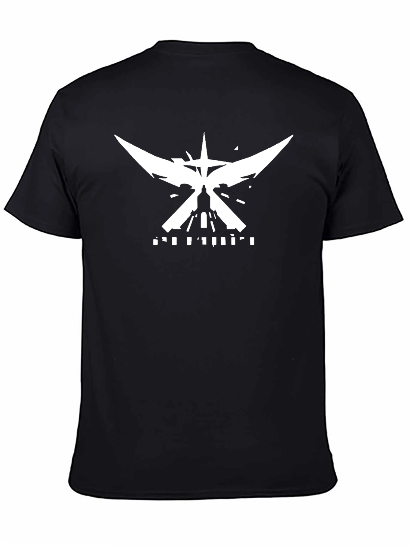 Black T-Shirt with White Abstract Graphic