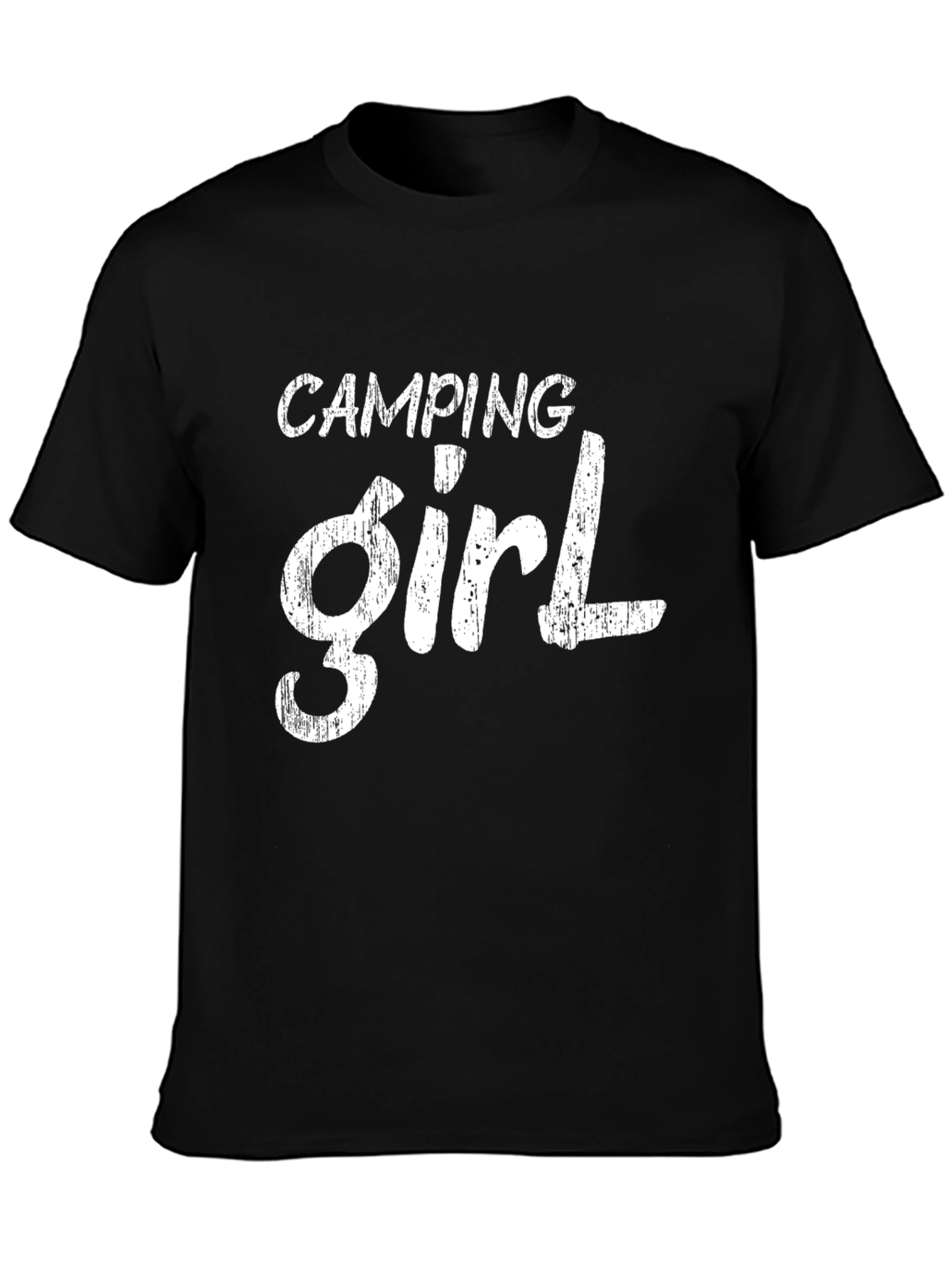Camping Girl T-Shirt - Black Cotton Tee