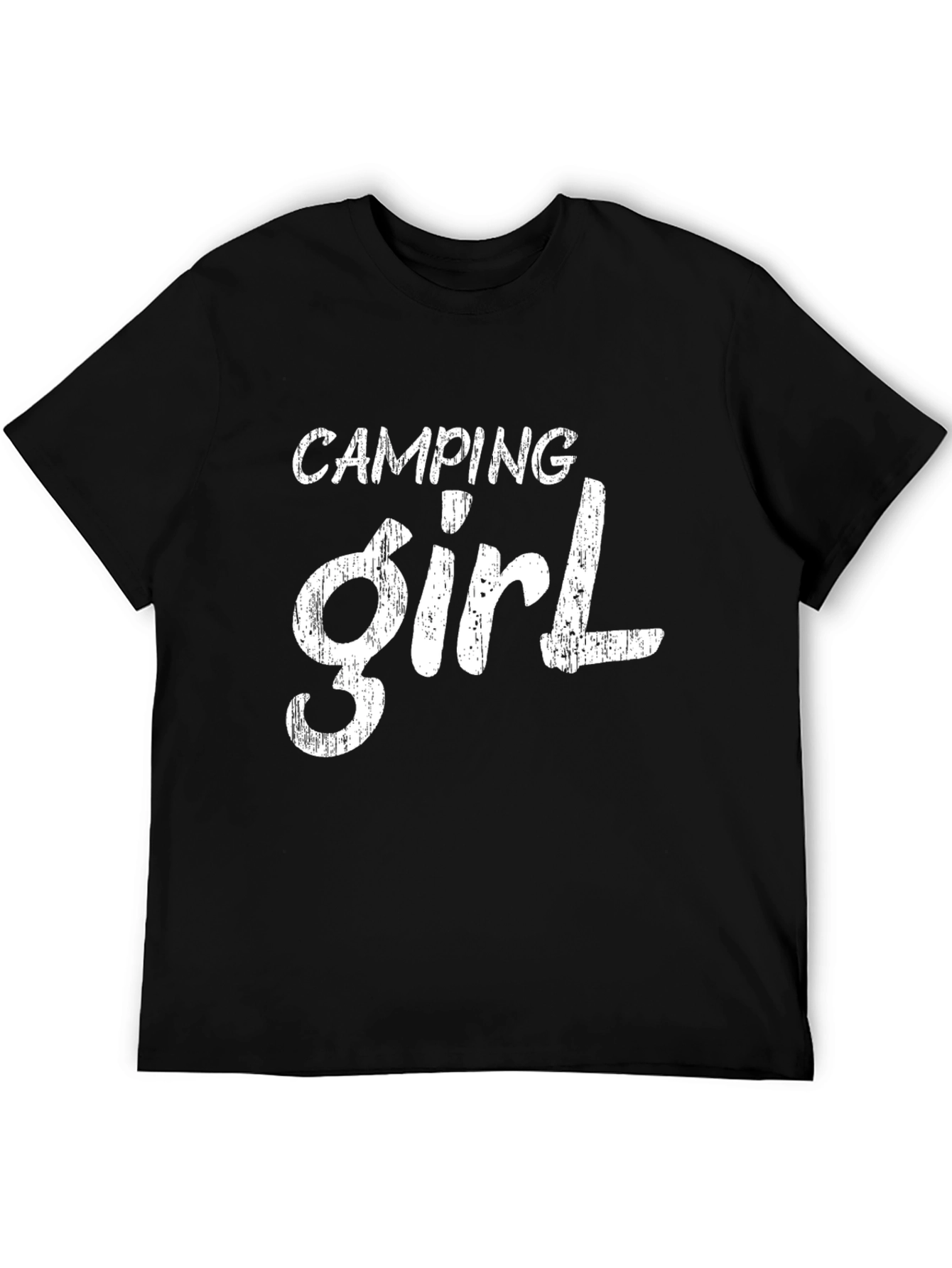 Camping Girl T-Shirt - Black Cotton Tee