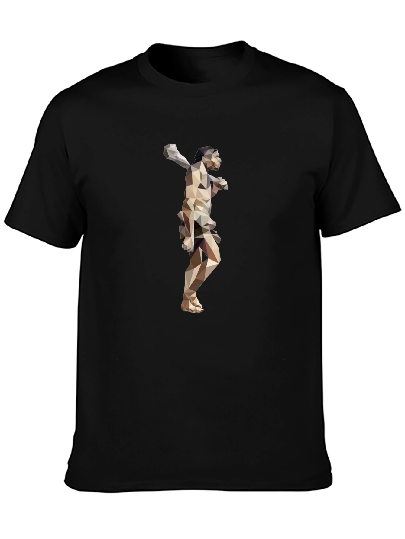 Abstract Low Poly Thrower Graphic Tee - Black