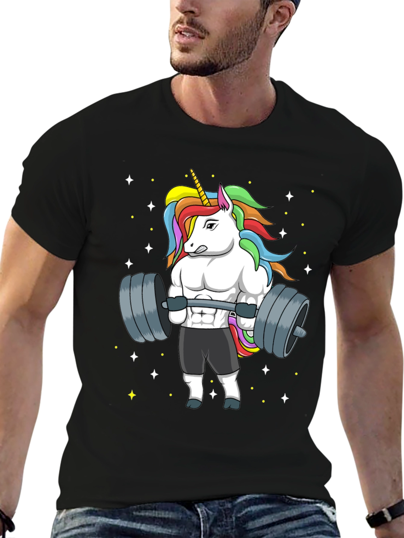Unicorn Lifting Weights Graphic T-Shirt