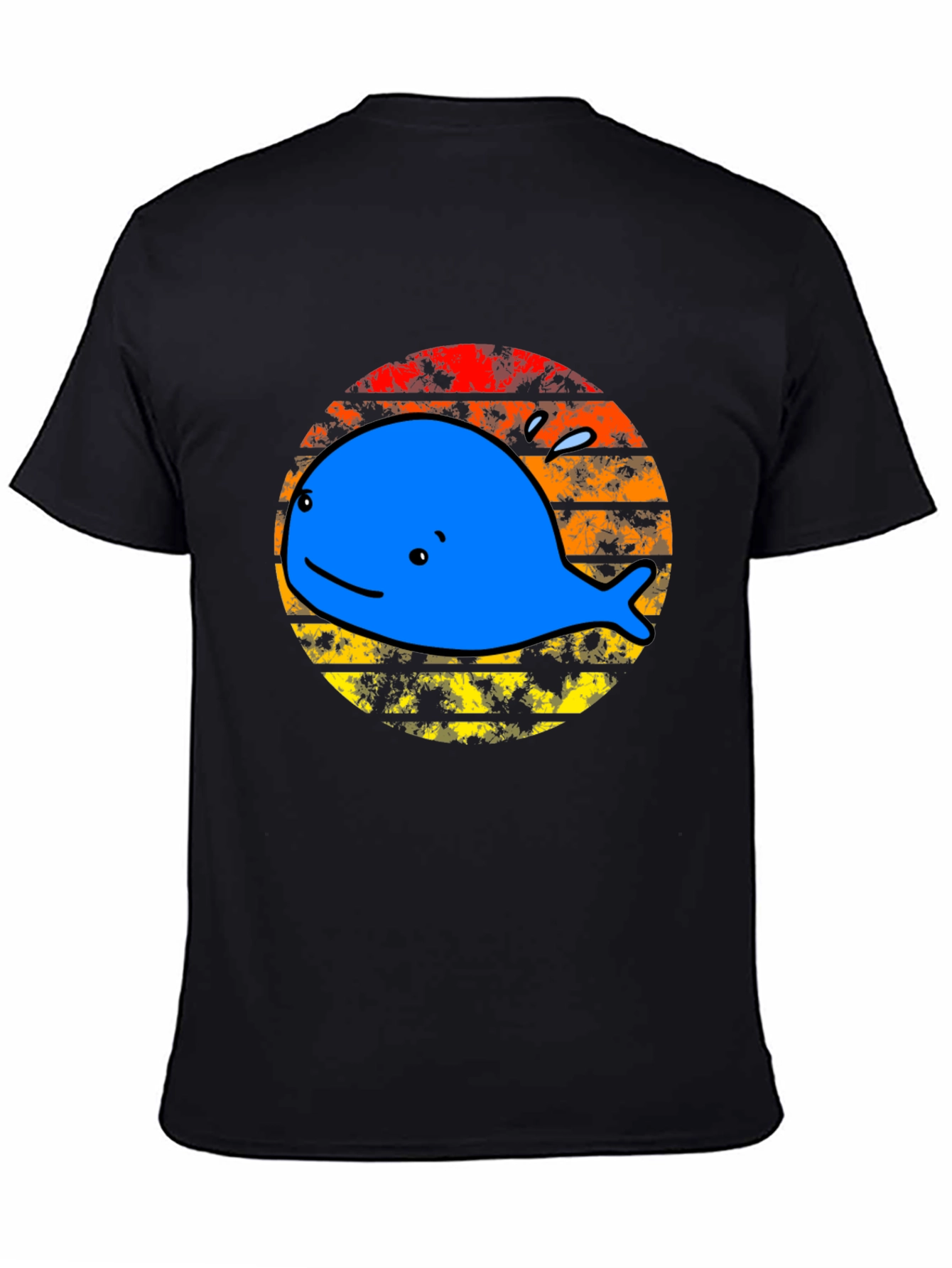 Whale Sunset Graphic Tee - Black Cotton T-Shirt