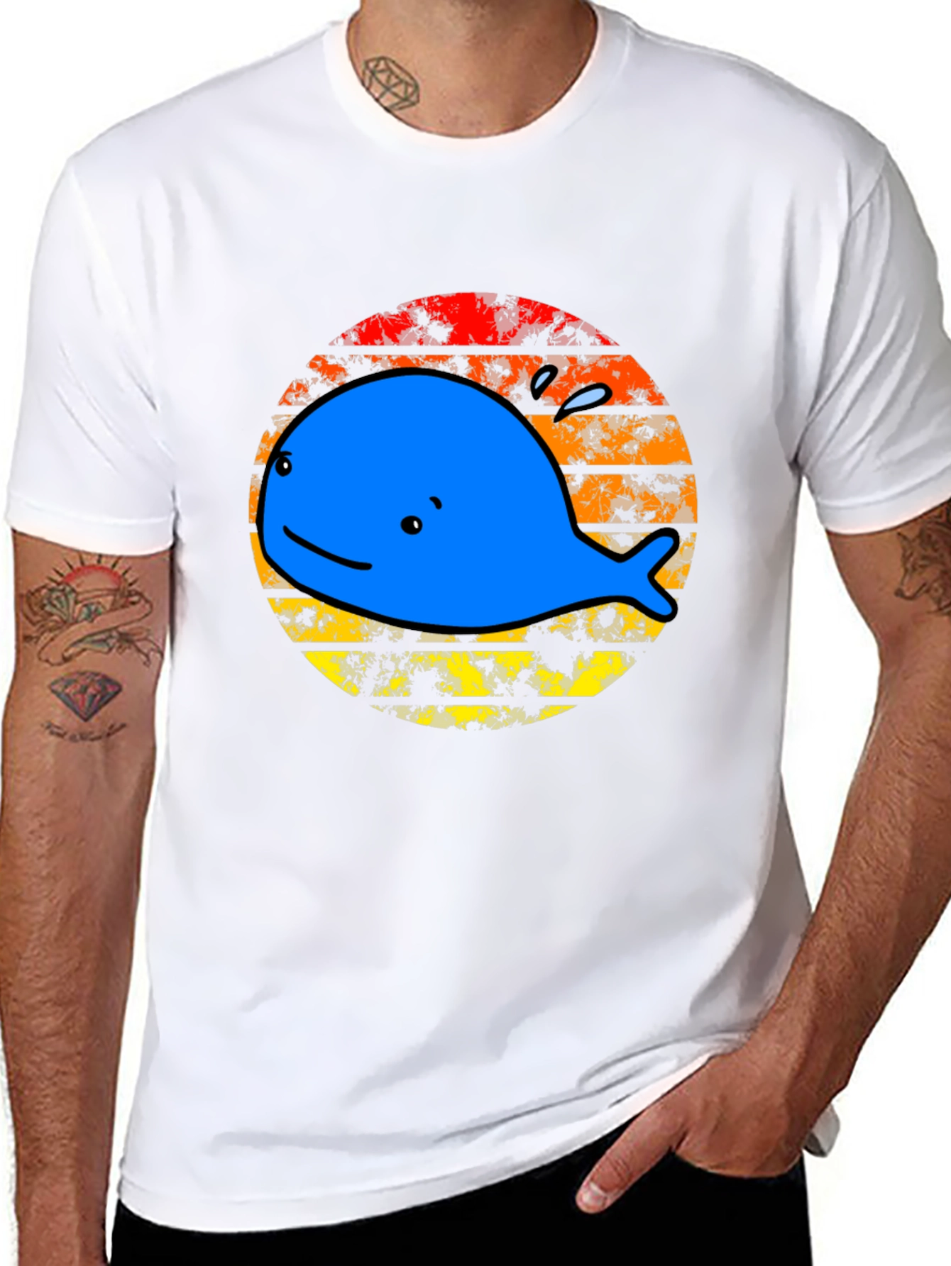 Whale Sunset Graphic Tee - Black Cotton T-Shirt
