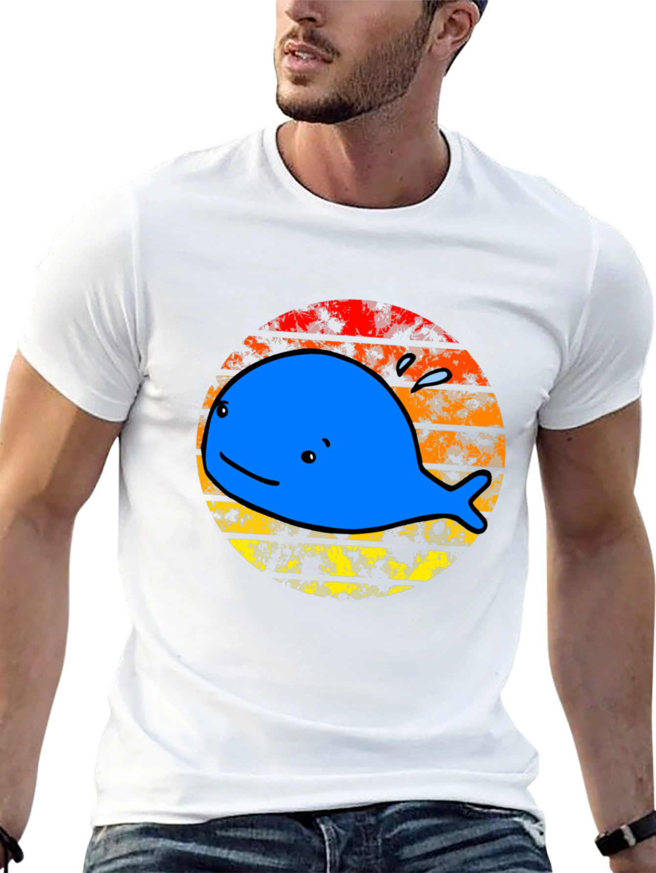 Whale Sunset Graphic Tee - Black Cotton T-Shirt
