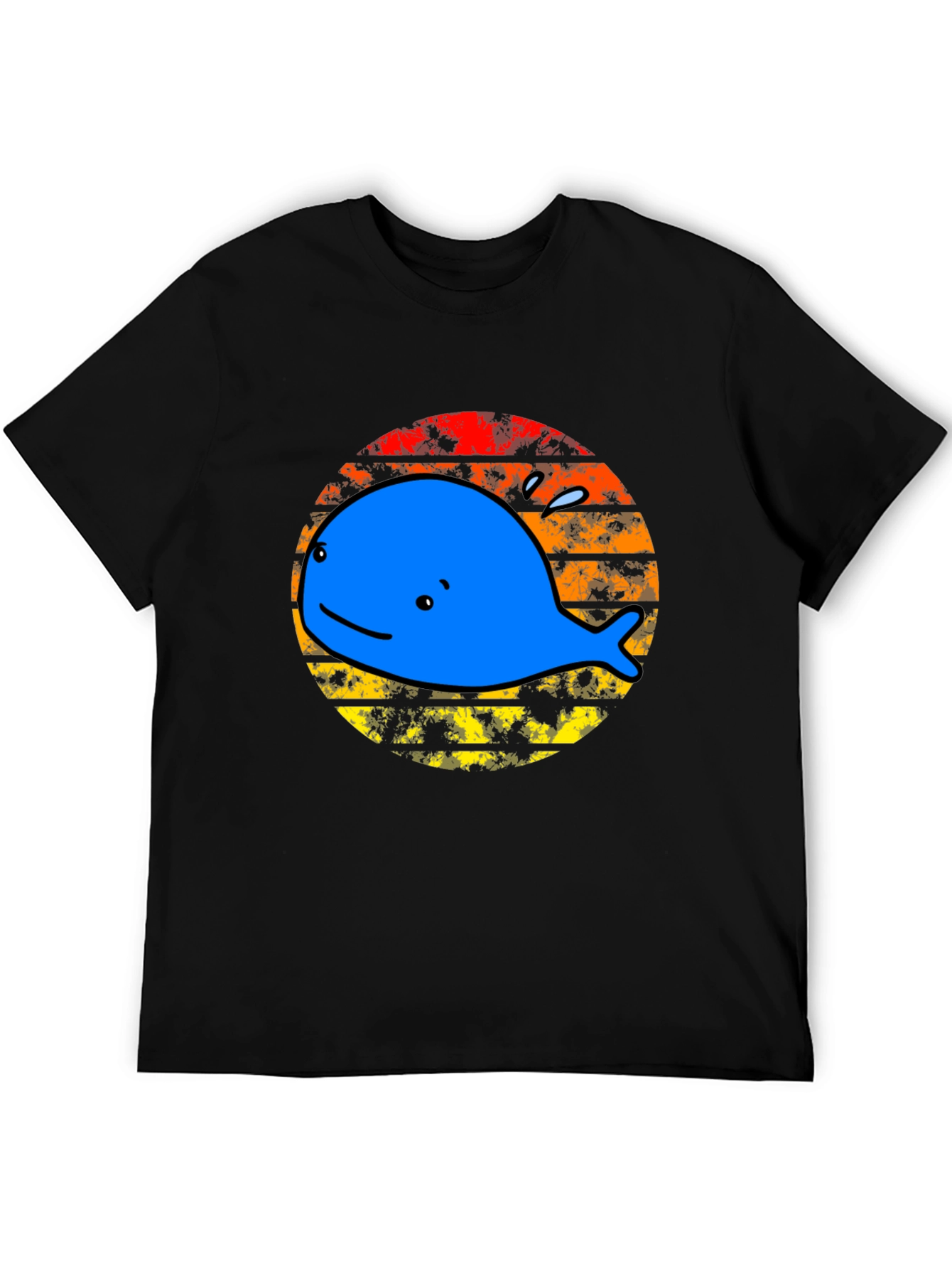Whale Sunset Graphic Tee - Black Cotton T-Shirt