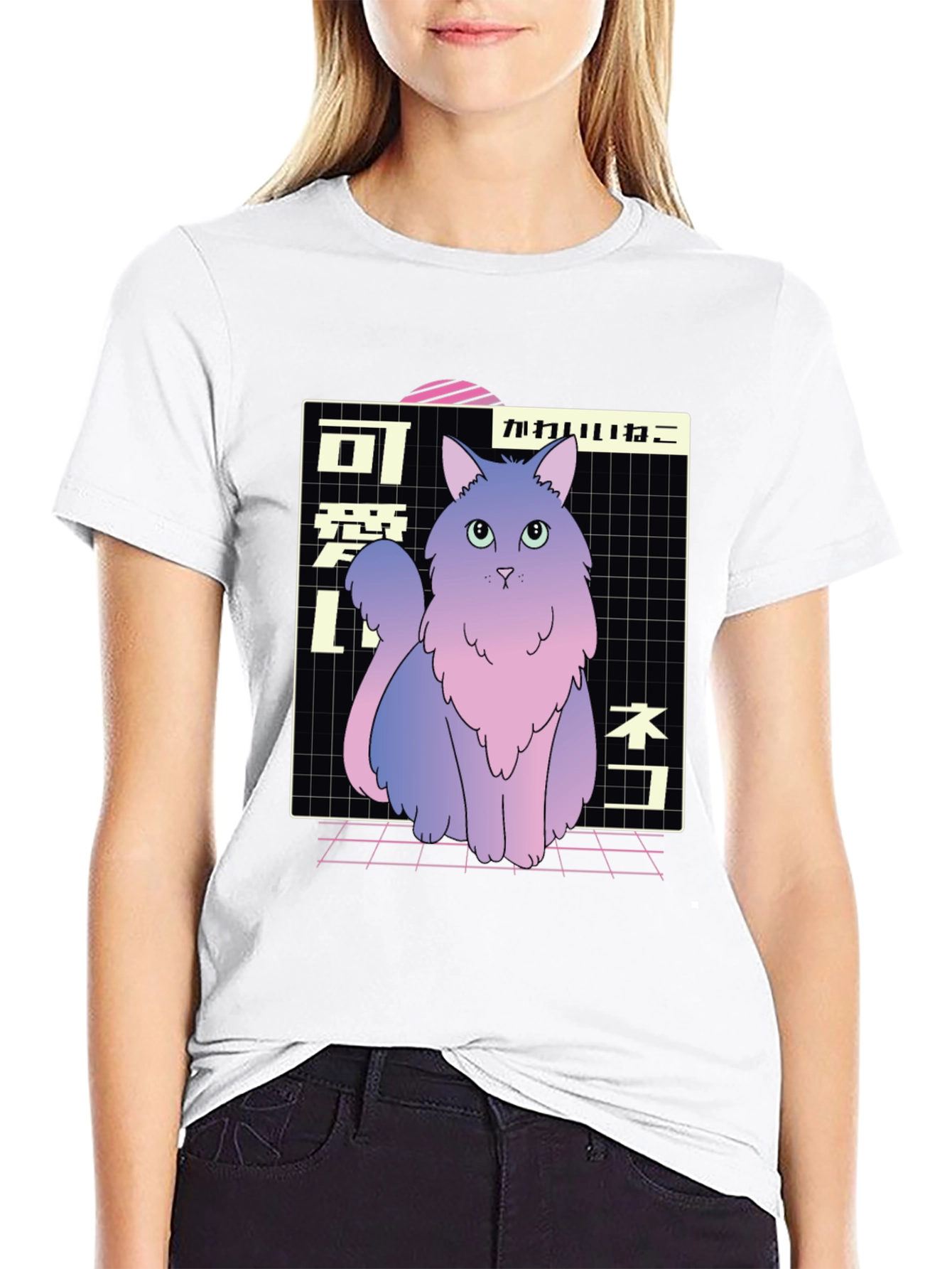Kawaii Cat T-Shirt - Anime Style