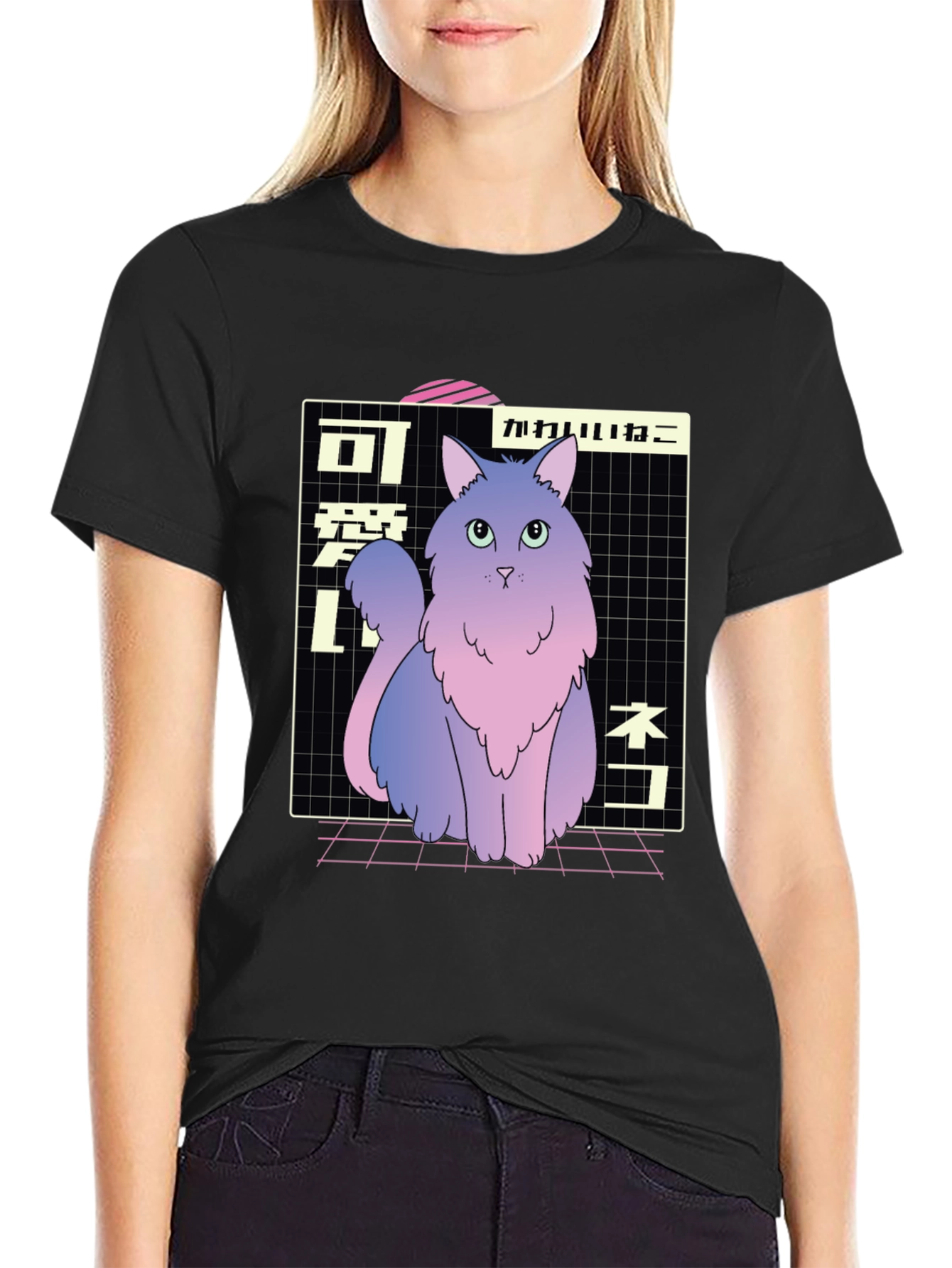 Kawaii Cat T-Shirt - Anime Style