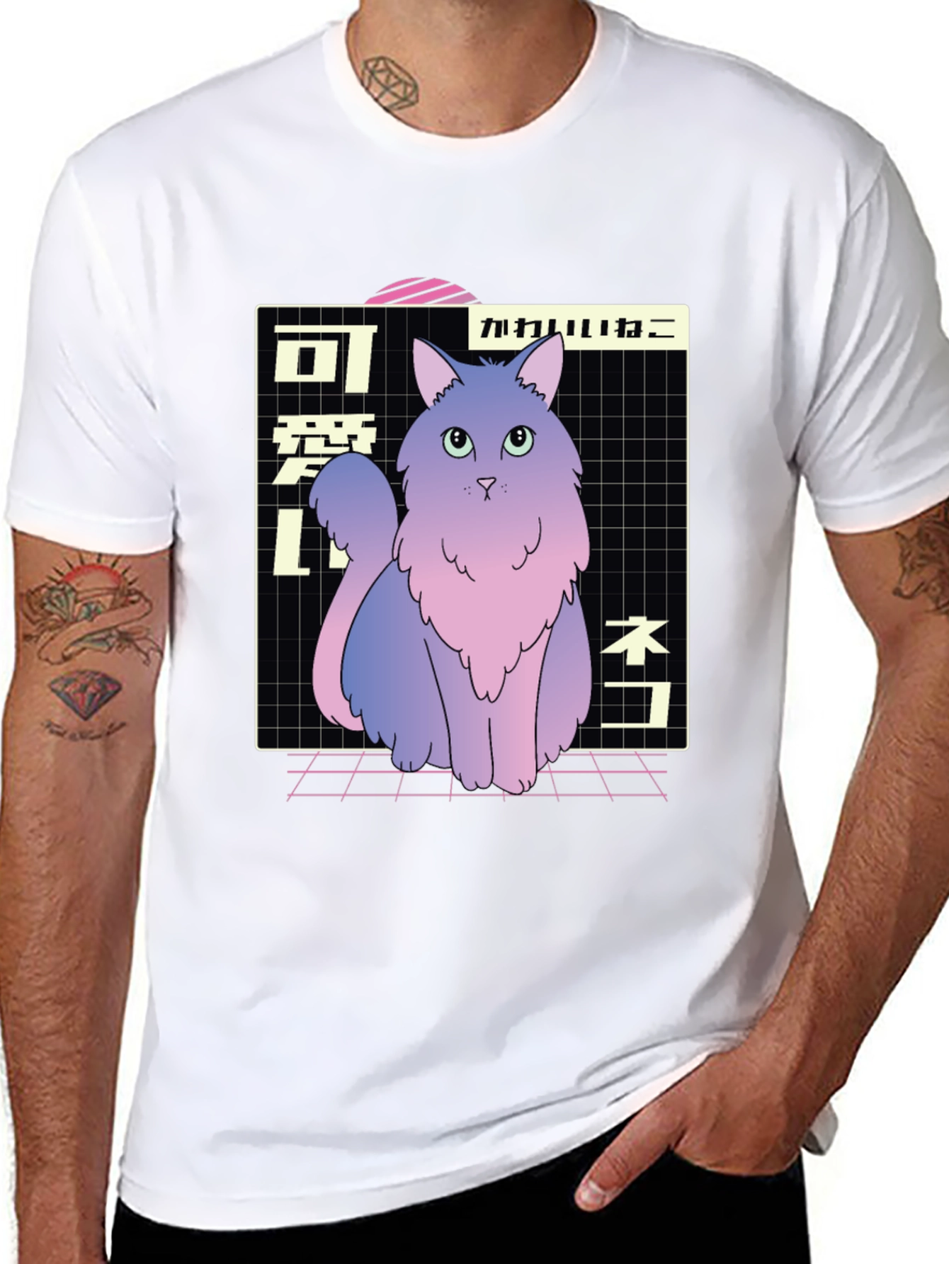 Kawaii Cat T-Shirt - Anime Style