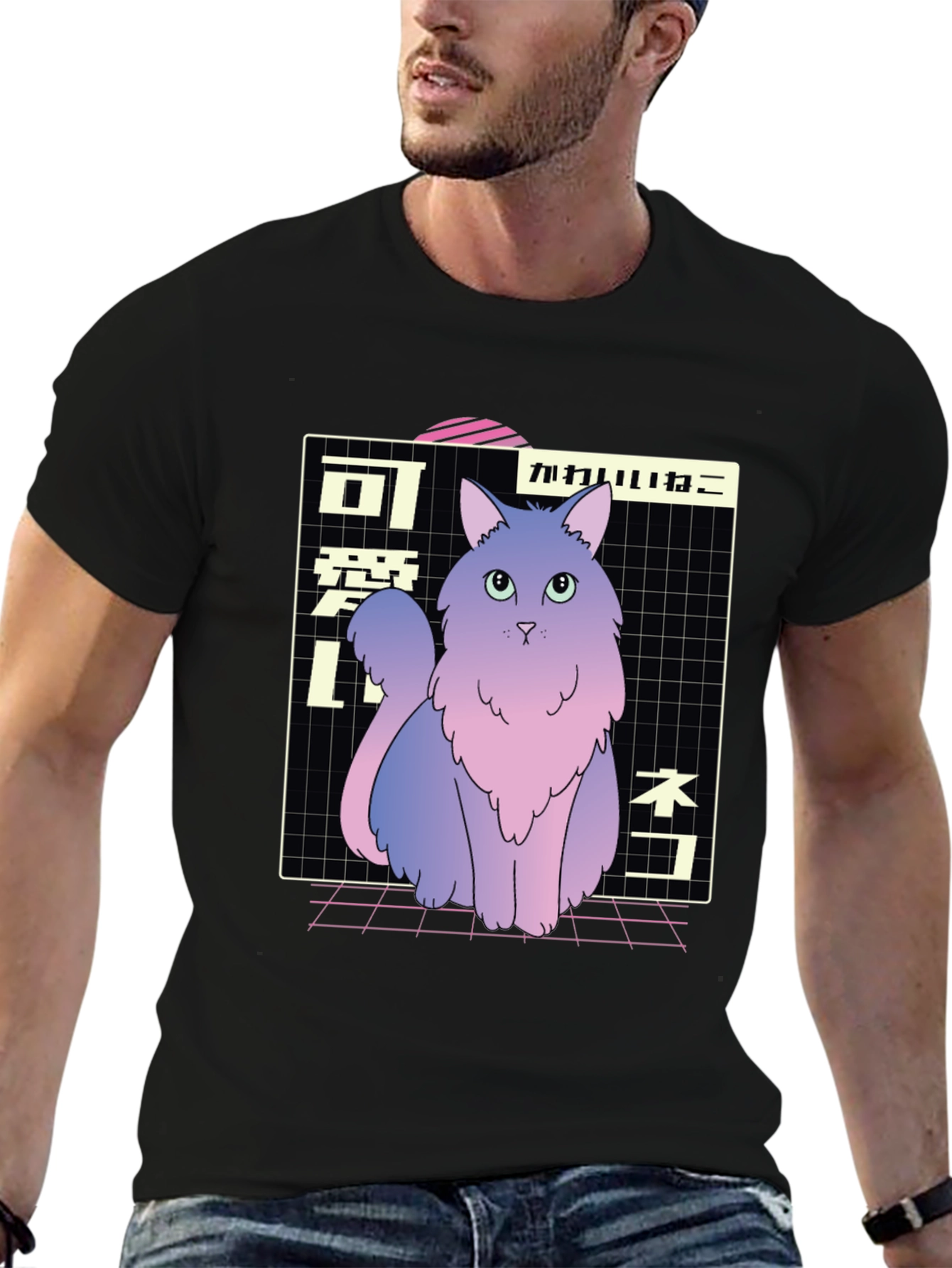 Kawaii Cat T-Shirt - Anime Style