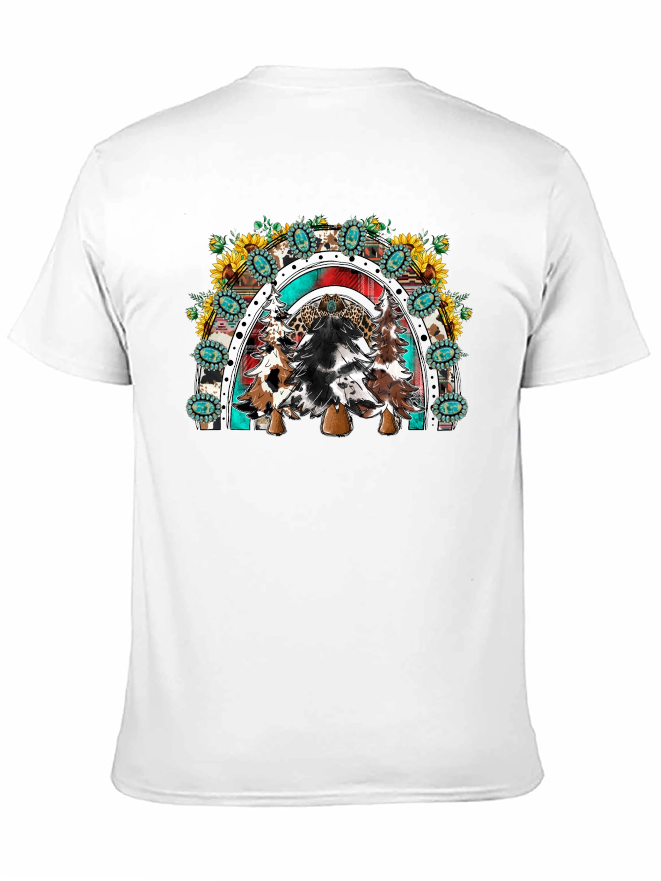 Western Christmas Trees Rainbow T-Shirt