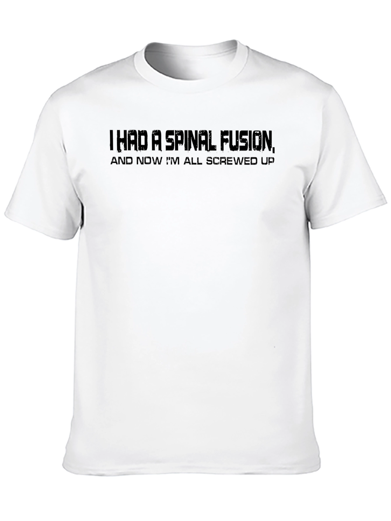 Spinal Fusion Black T-Shirt: Screwed Up Humor