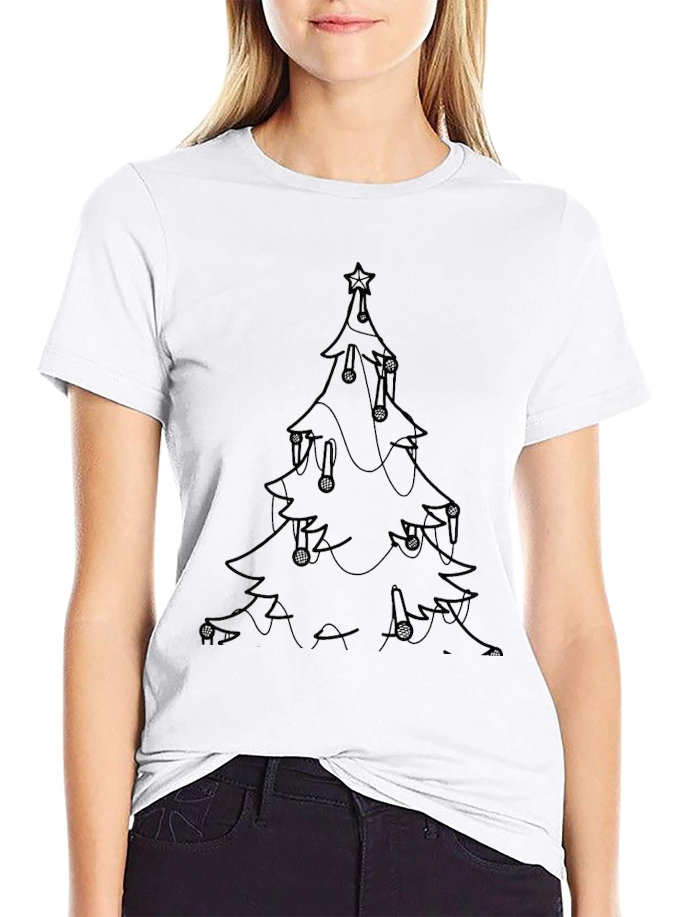 Minimalist Christmas Tree Outline T-Shirt