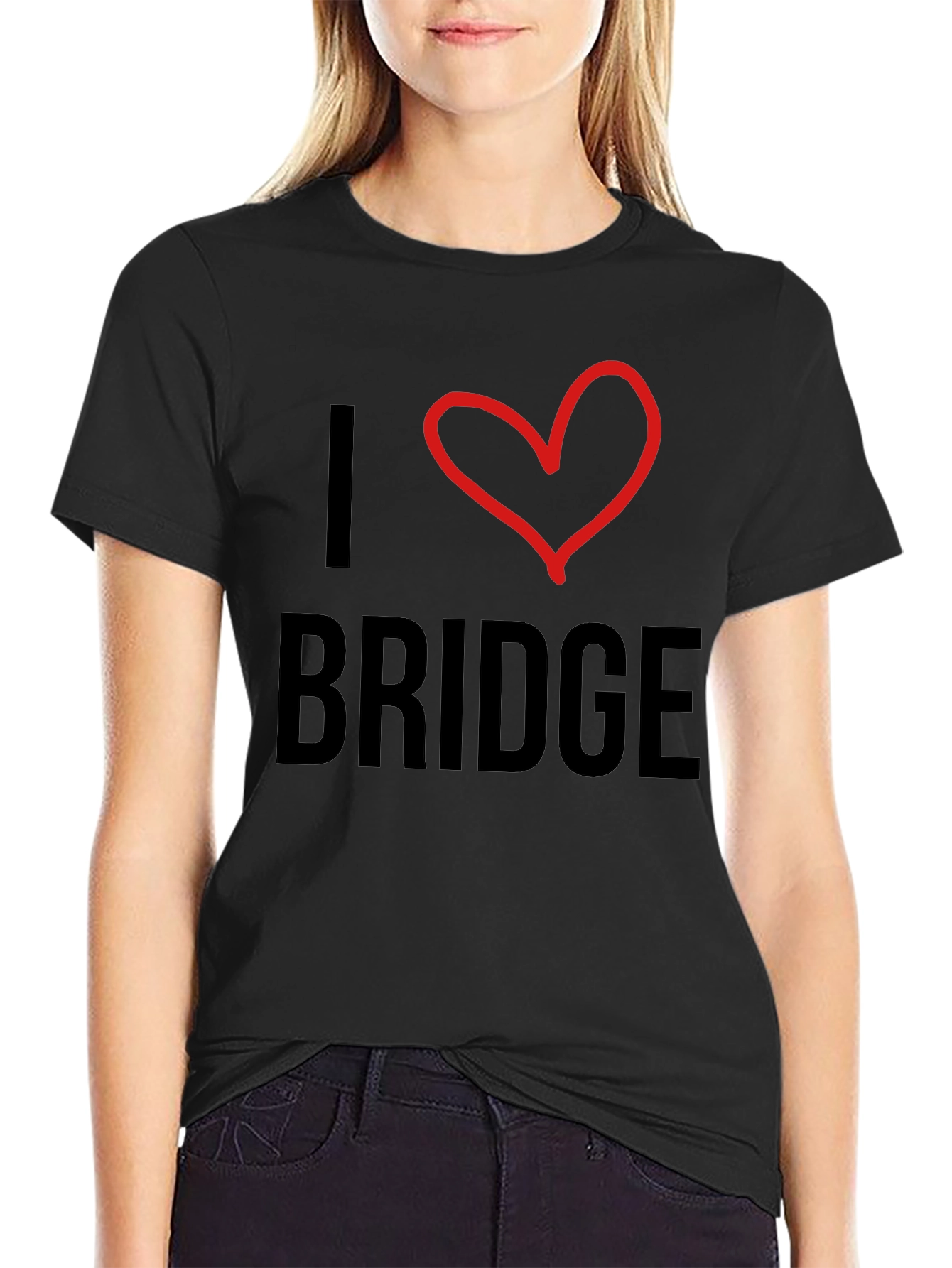 I Love Bridge Black T-Shirt