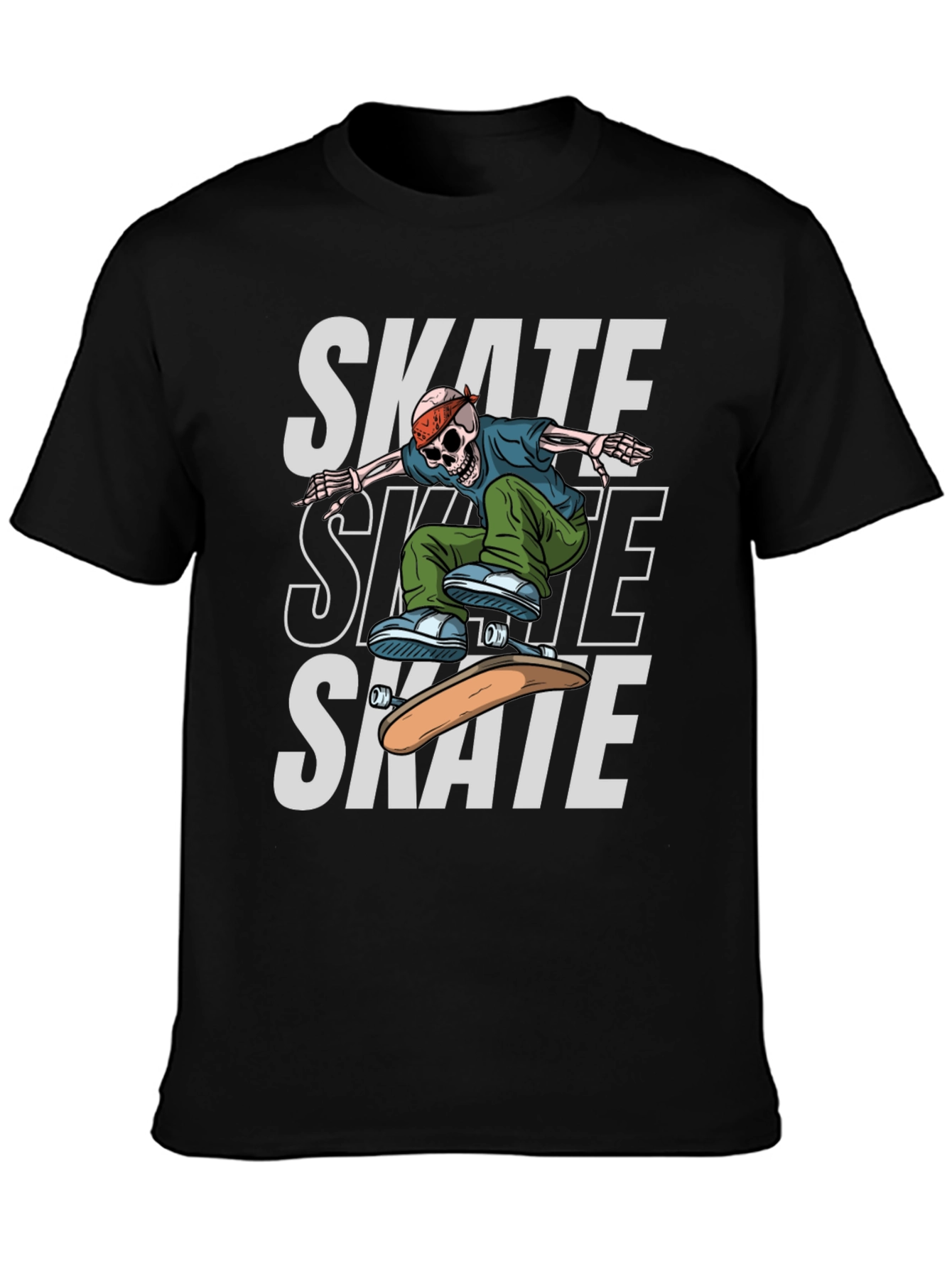 Skateboarding Skeleton Graphic T-Shirt