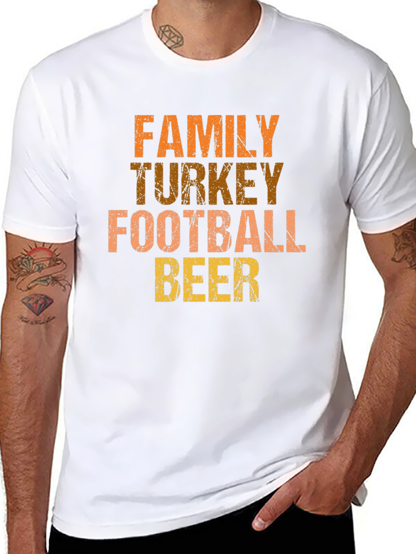 Thanksgiving Family Turkey Football Beer Black T-Shirt