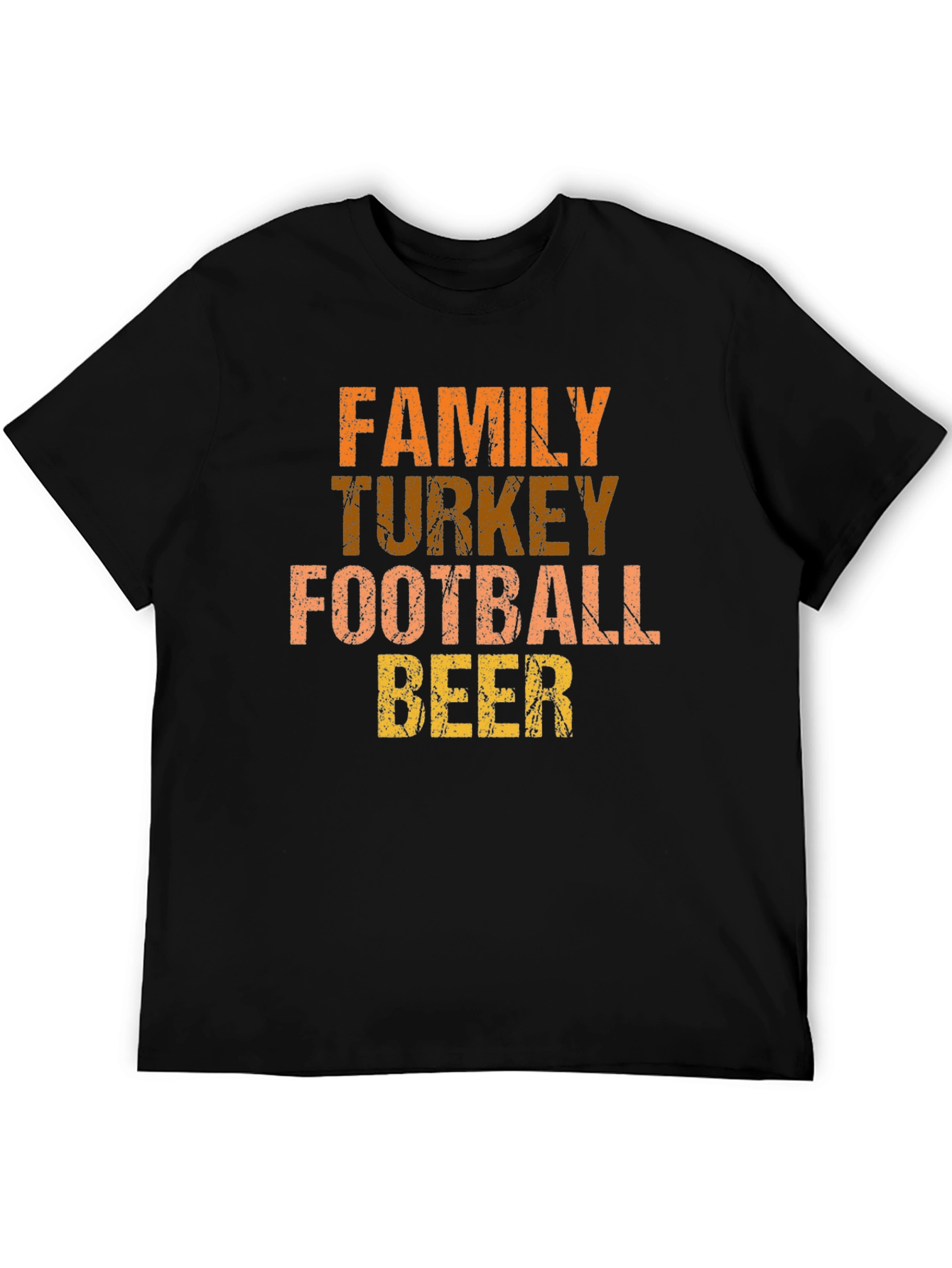 Thanksgiving Family Turkey Football Beer Black T-Shirt