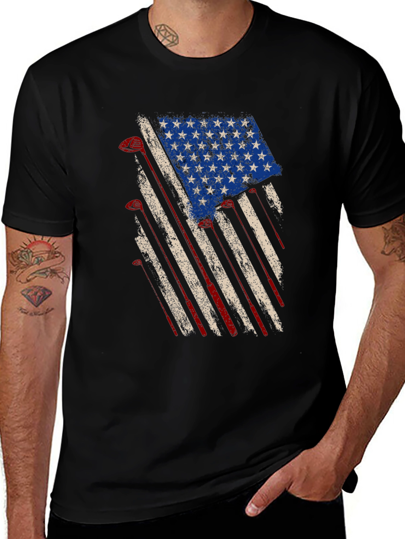 American Flag Golf Clubs T-Shirt