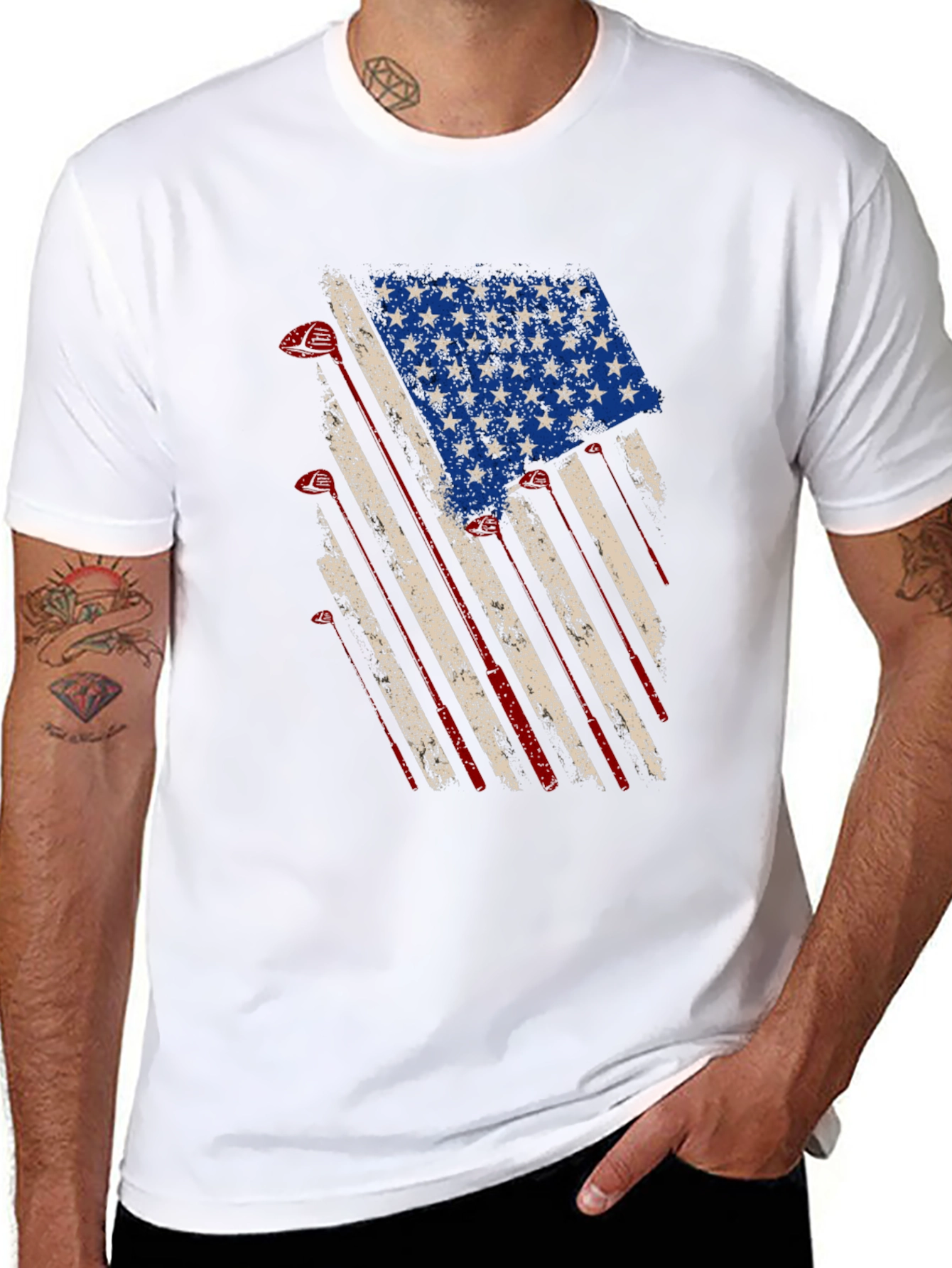 American Flag Golf Clubs T-Shirt