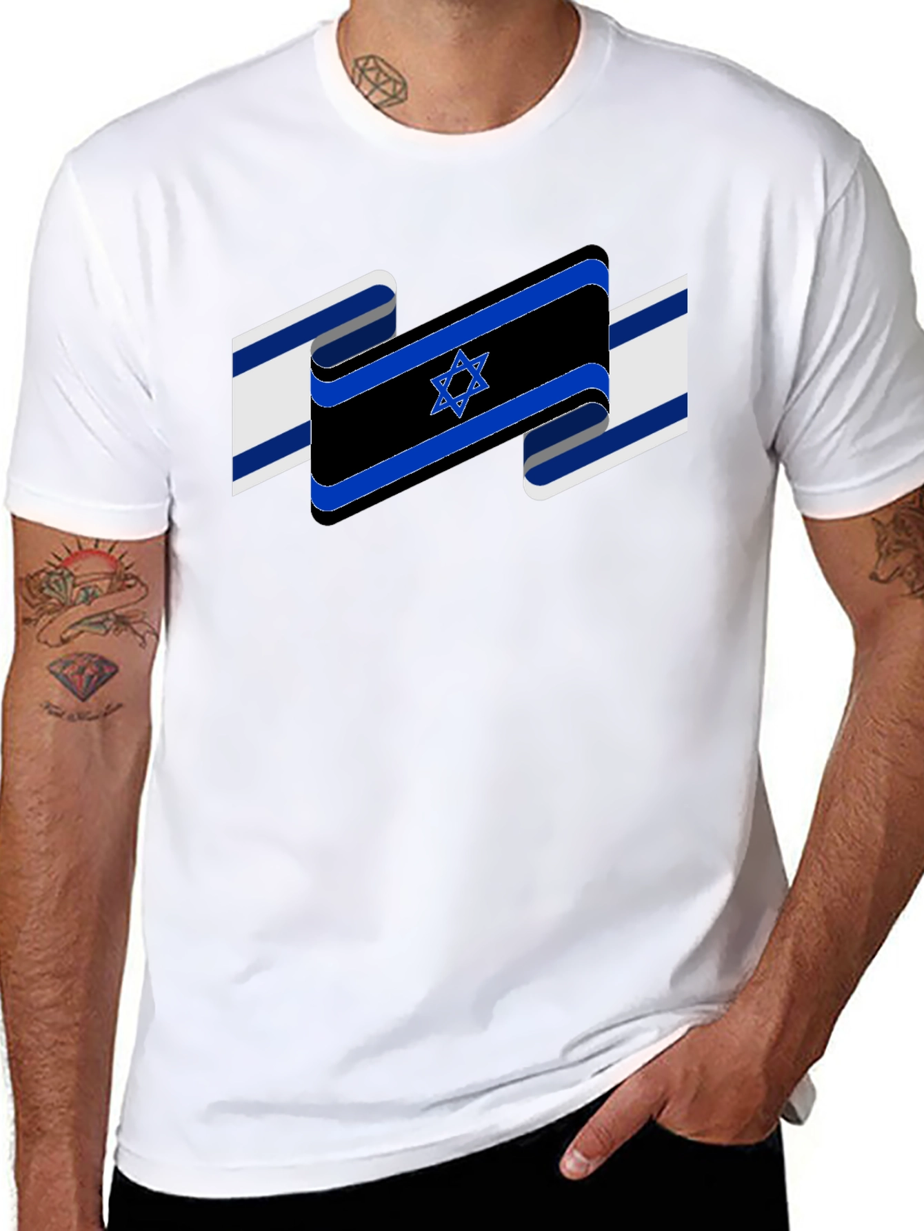 Israel Flag Star of David Black T-Shirt