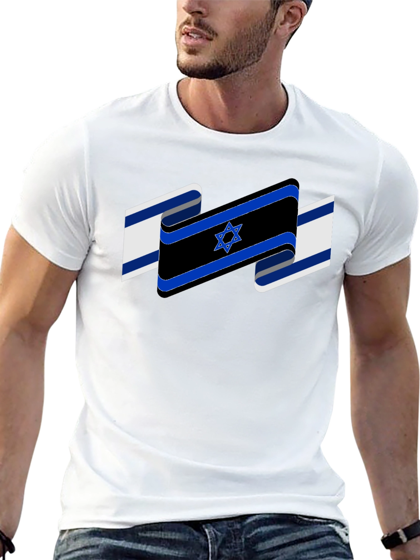 Israel Flag Star of David Black T-Shirt