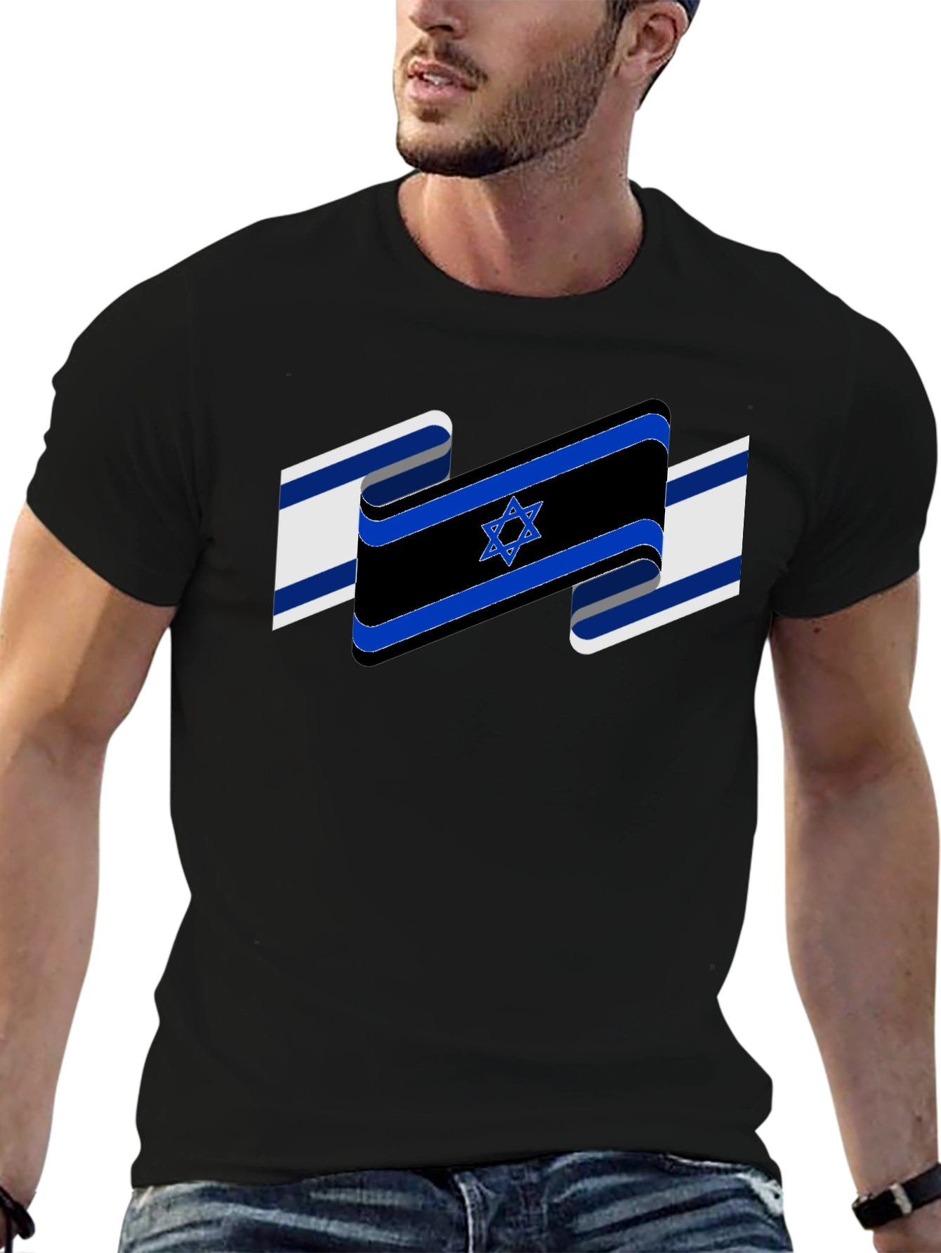 Israel Flag Star of David Black T-Shirt
