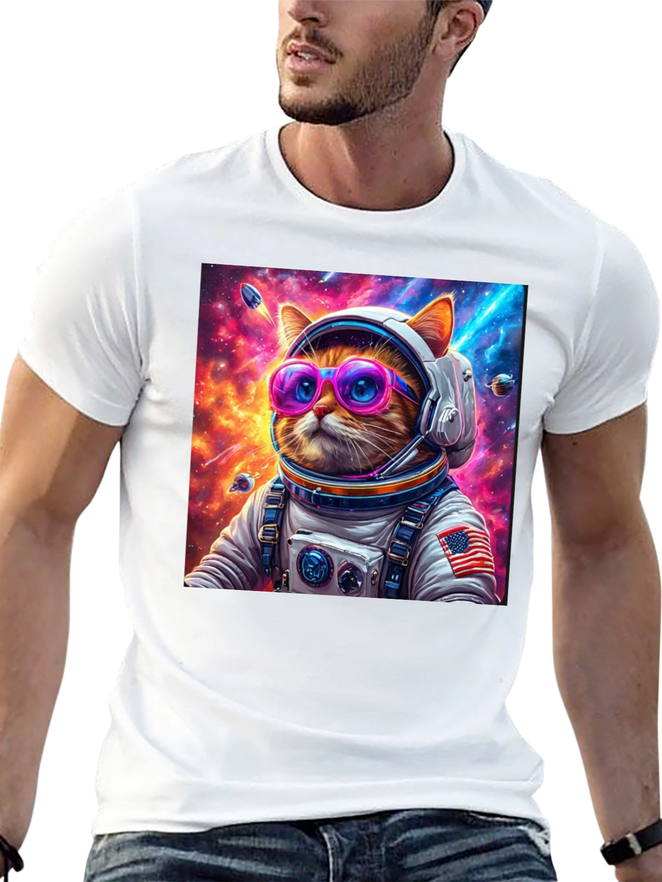 Cool Cat Astronaut Graphic Tee