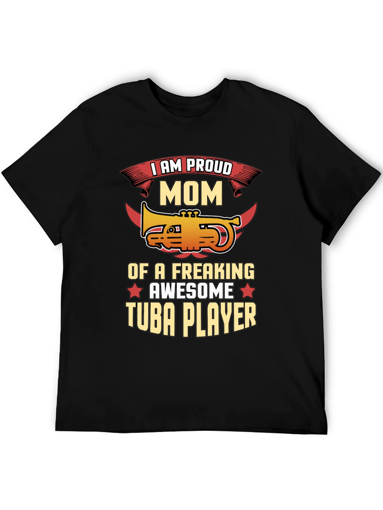 Proud Mom Tuba Player Graphic Tee - Black