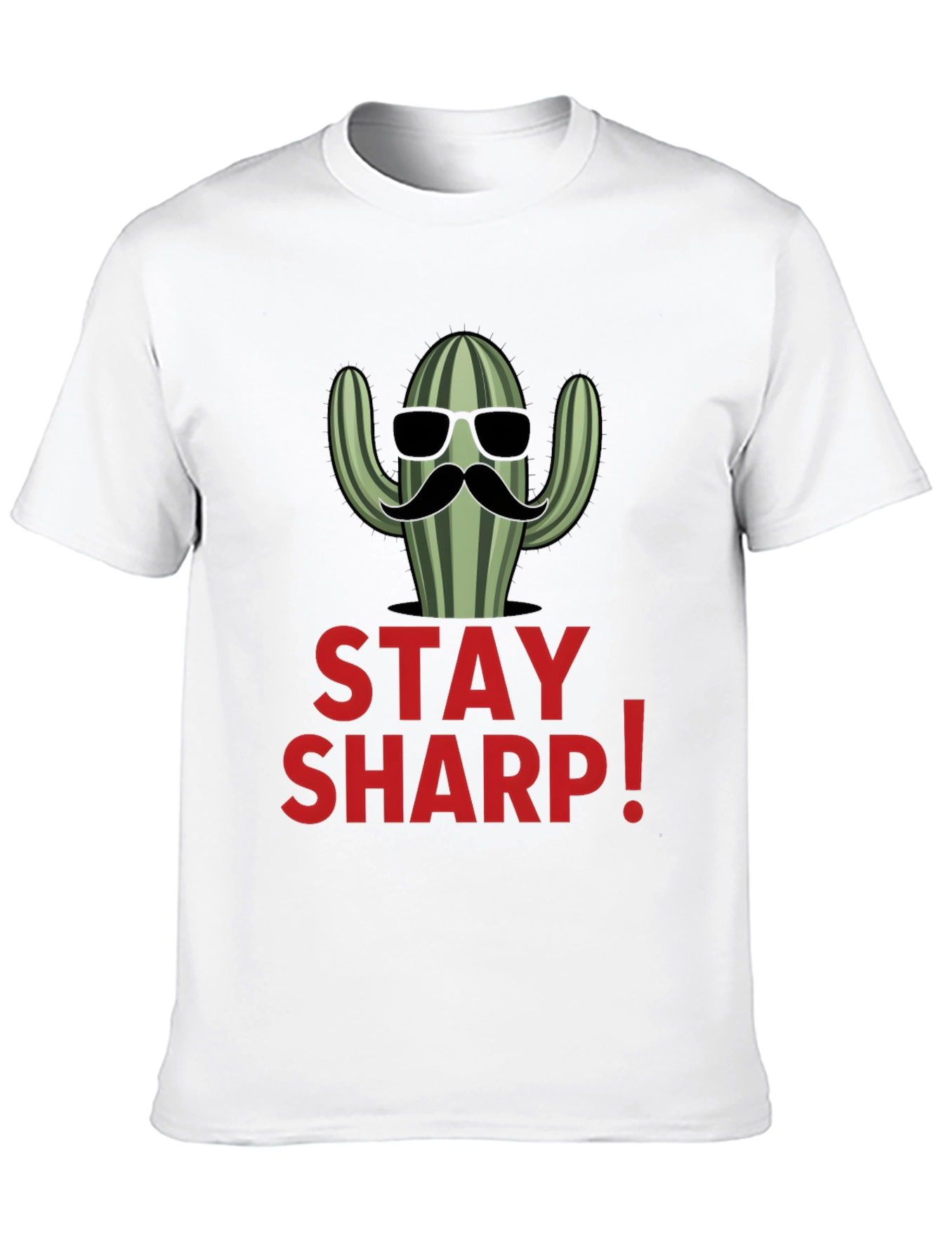 Stay Sharp Cactus Graphic Black T-Shirt
