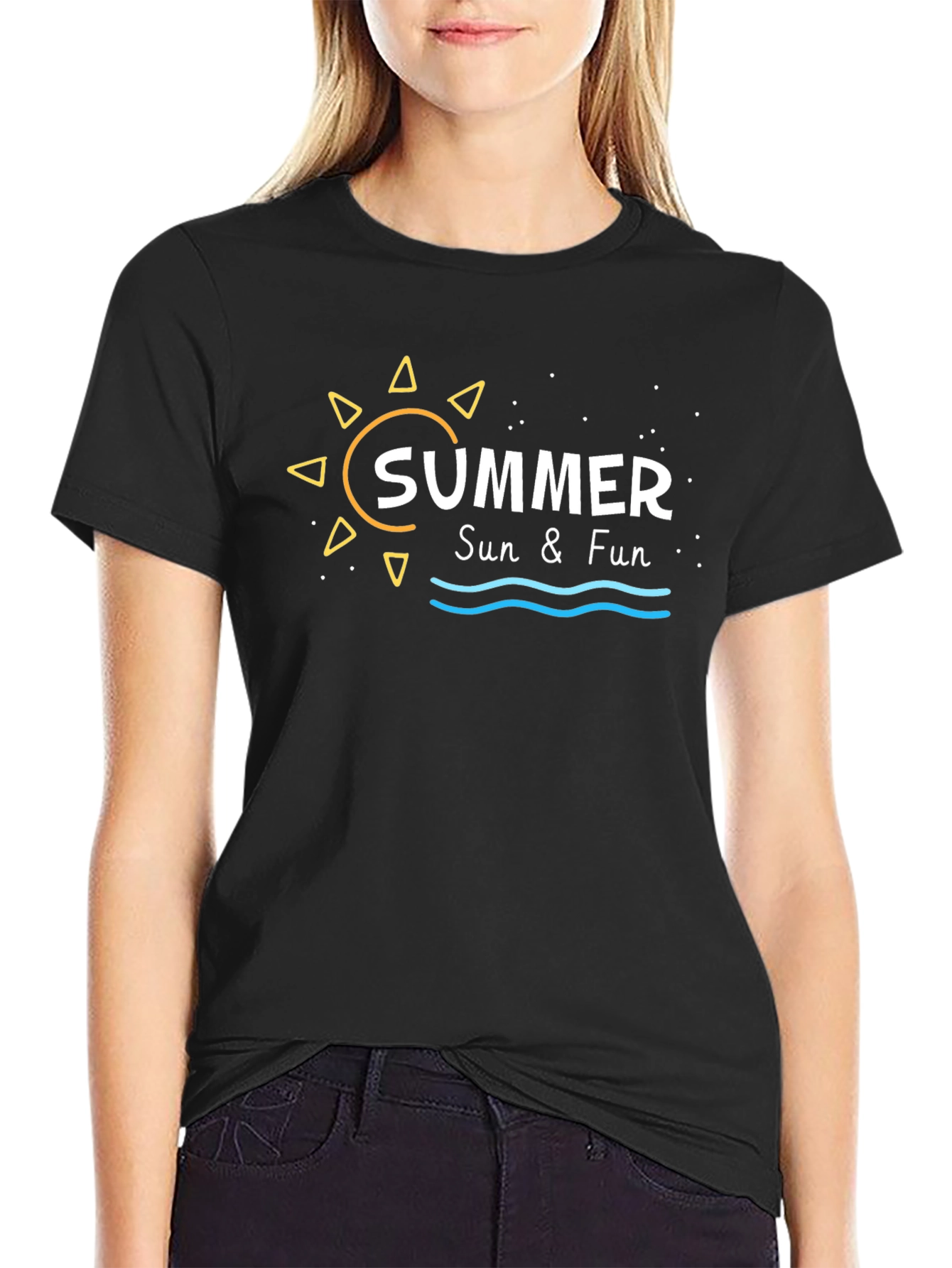 Summer Sun & Fun Black Graphic Tee