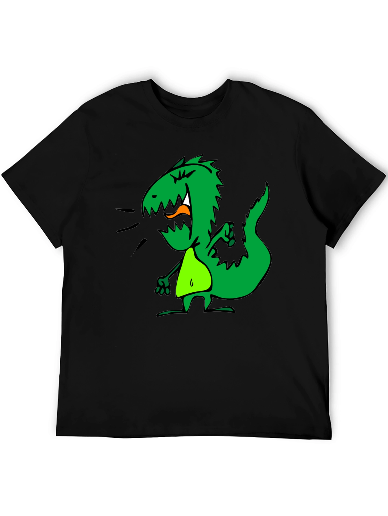 Dino Graphic Tee - Black Cotton Casual T-Shirt