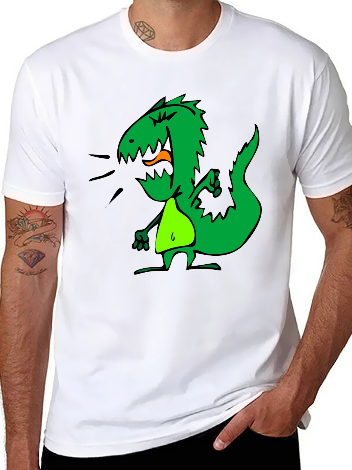 Dino Graphic Tee - Black Cotton Casual T-Shirt