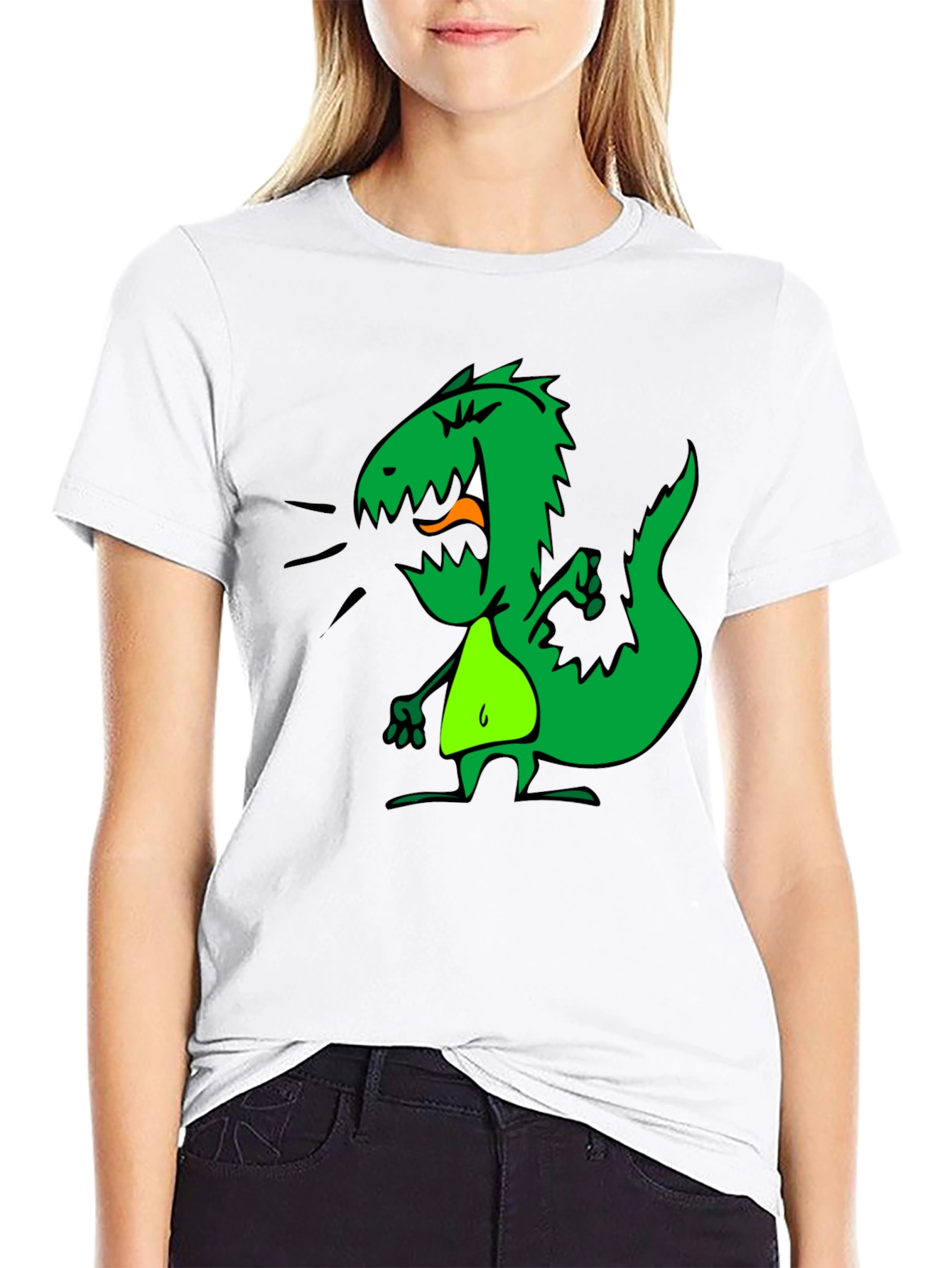 Dino Graphic Tee - Black Cotton Casual T-Shirt
