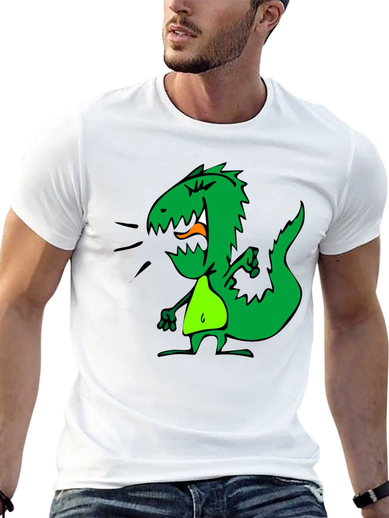 Dino Graphic Tee - Black Cotton Casual T-Shirt