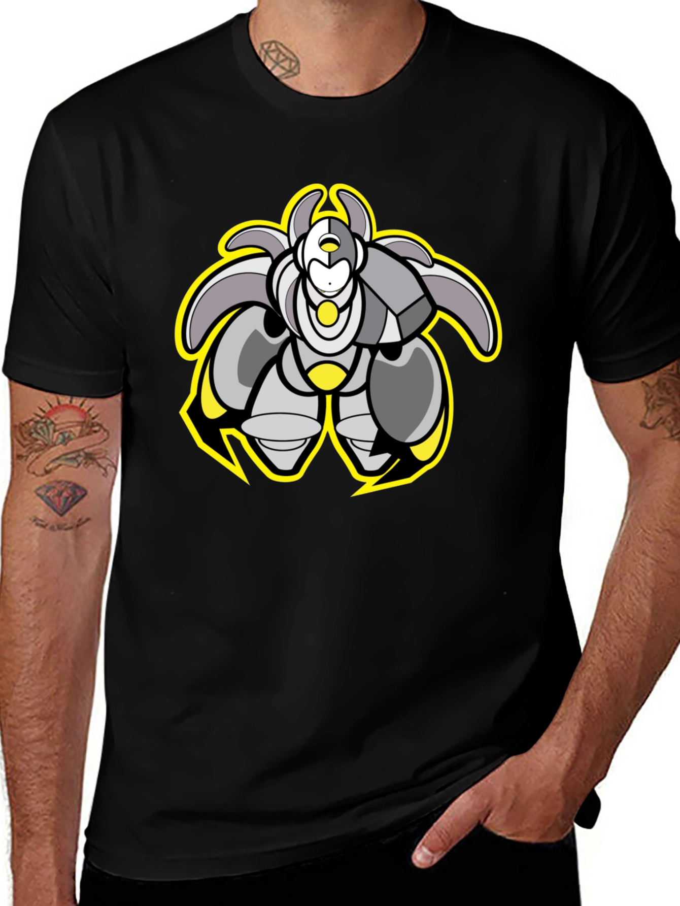 Cool Robot Graphic Black Tee